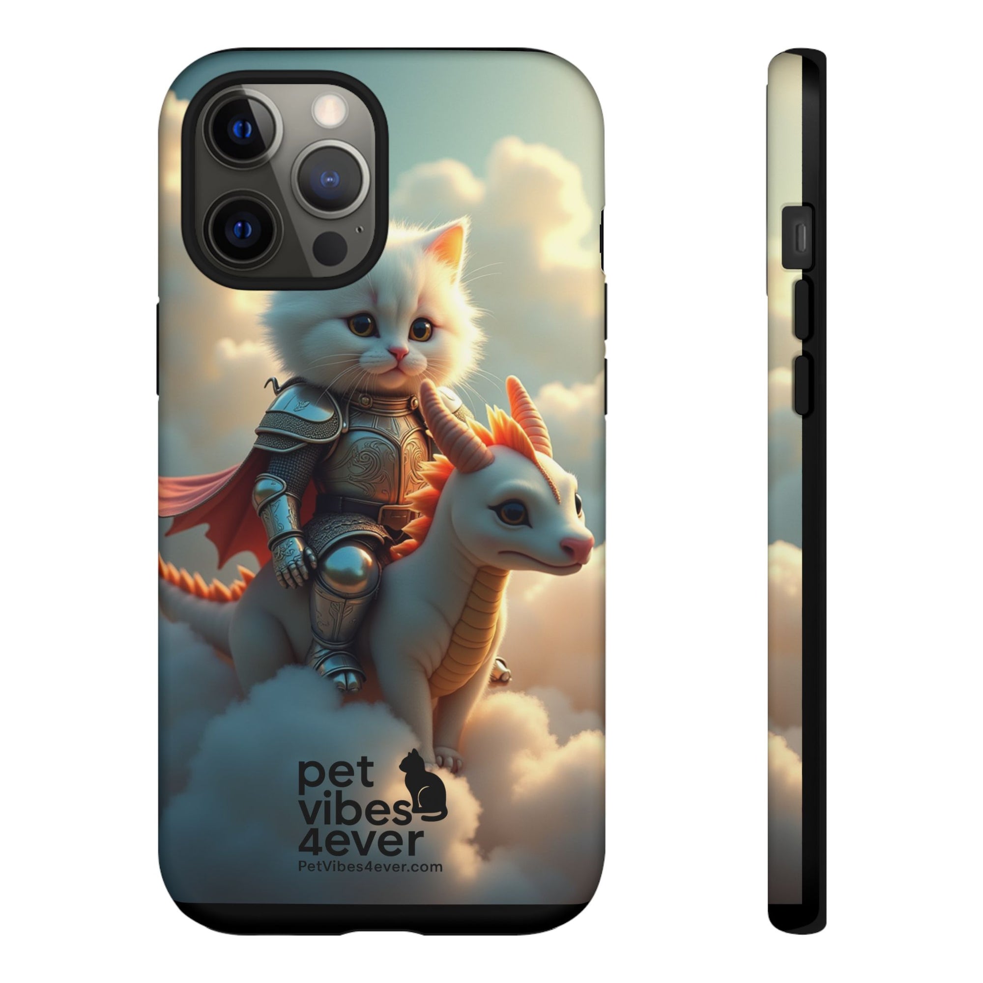 Pet Vibes Phone Case, Cute Cat and Dragon Design, Tough Phone Cover, Gift for Animal Lovers, Unique Pet Themed Accessory