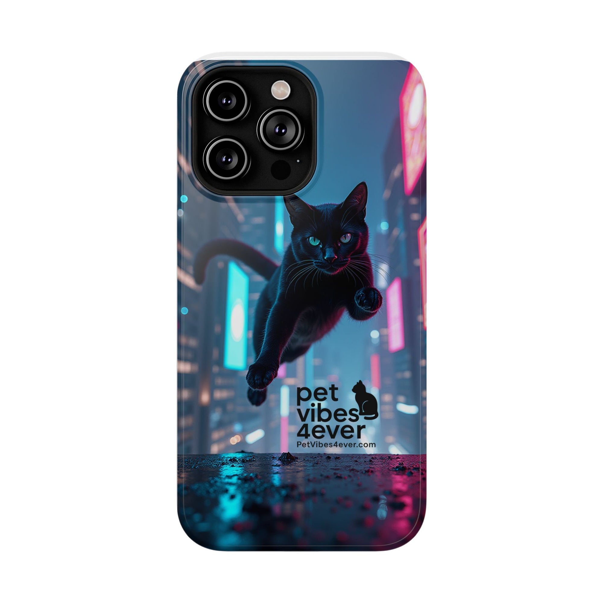 Cat-Themed Phone Case with Pet Vibes Design, Impact-Resistant Phone Case, Gift for Cat Lovers, Cute Pet Merchandise, Stylish Phone Accessory