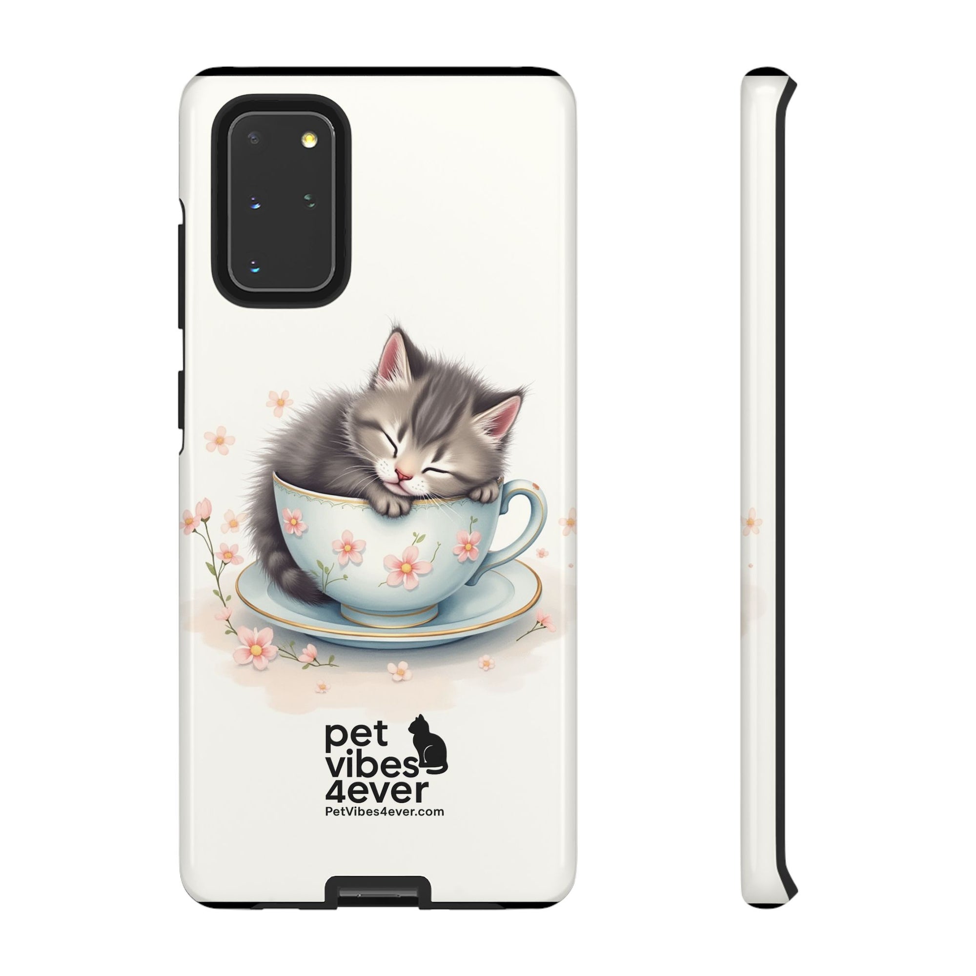 Cute Cat Phone Case, Pet Lover Gift, Soft Kitty Design, Floral Tech Accessory, Unique Animal Case, iPhone Cover, Birthday Present