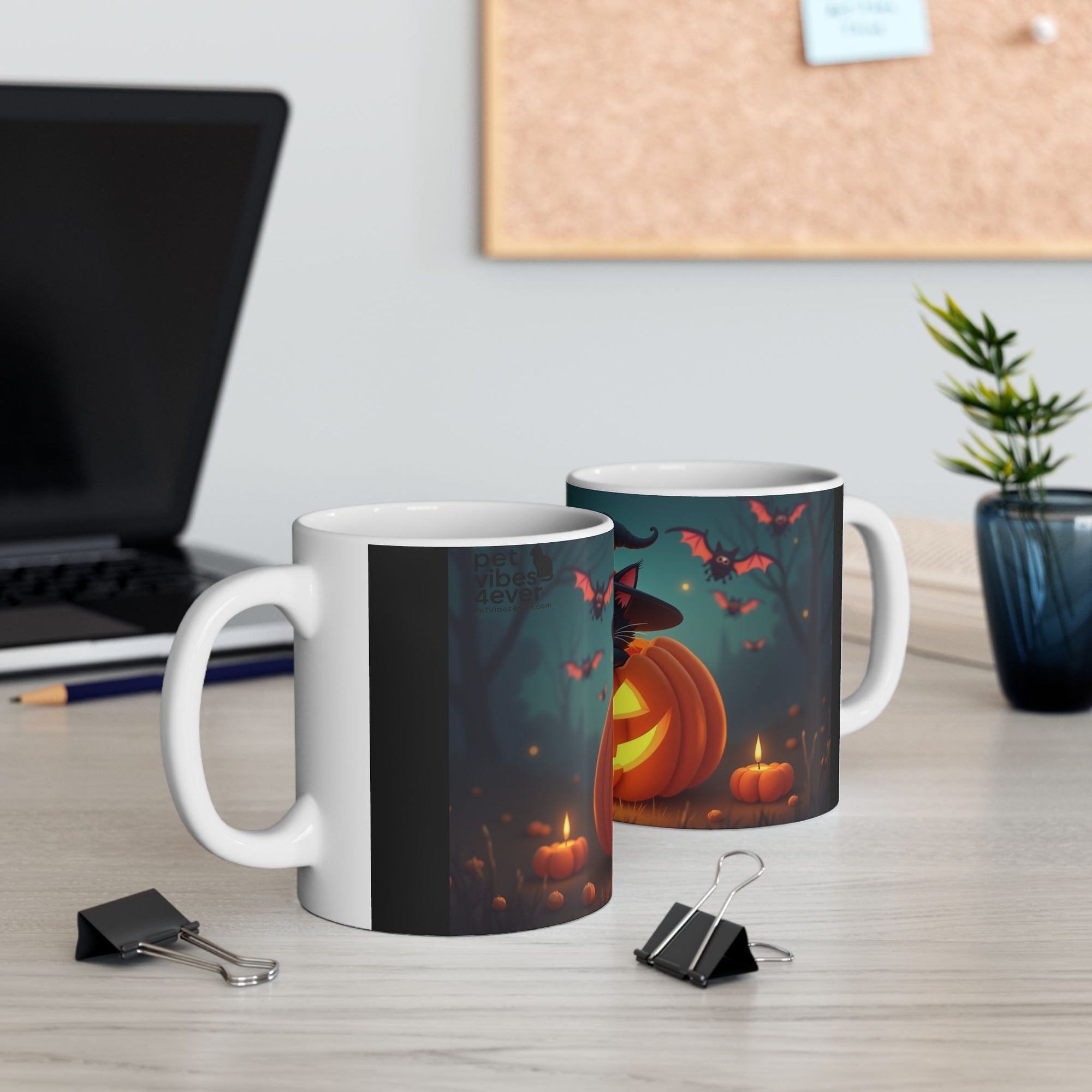 Halloween Cat Ceramic Mug, Cute Black Cat Mug, Pumpkin Mug, Seasonal Drinkware, Halloween Gift, Cozy Fall Decor