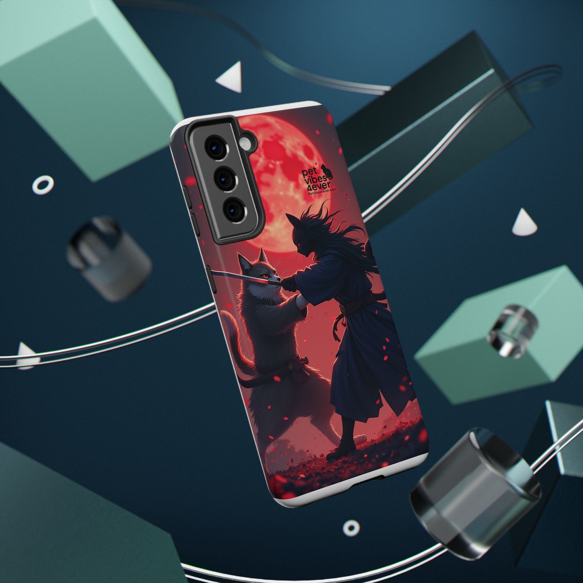 Samurai Cat Phone Case – Impact-Resistant, Pet Lovers, Cool Tech Accessories, Anime Aesthetic, Unique Gifts