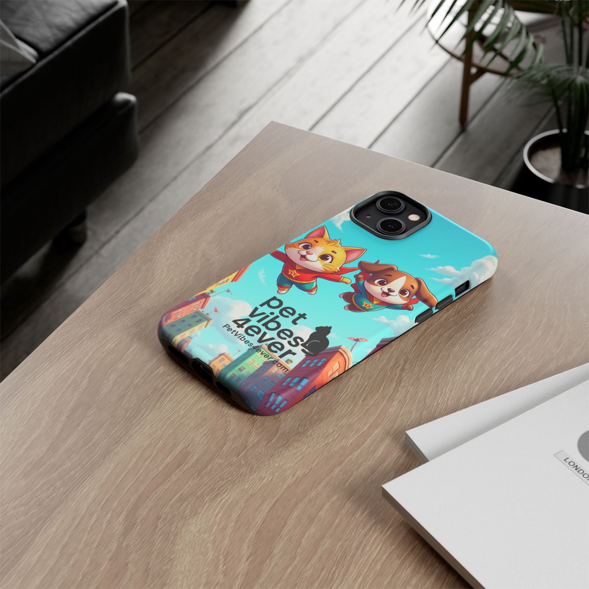 Pet Vibes Phone Case - Playful Cat and Dog Design, Animal Lover Gift, Cute Pet Accessory, Colorful Phone Cover, Fun Pet Gifts