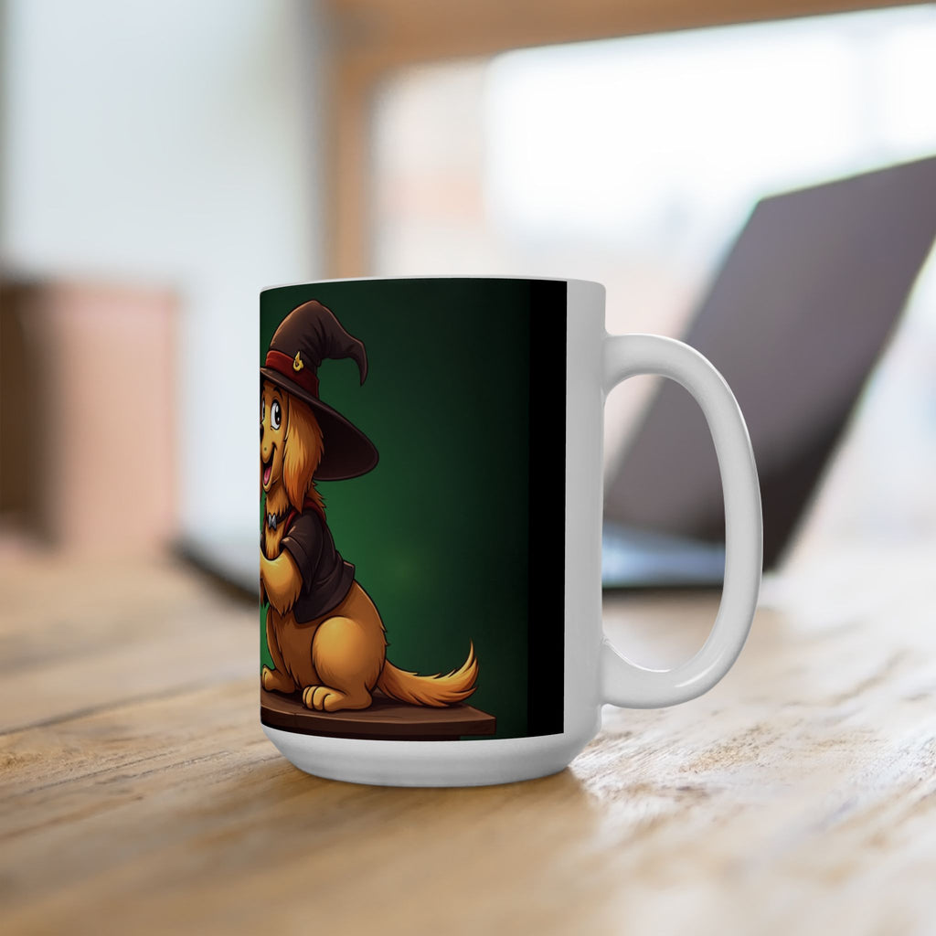 Whimsical Wizard Dog Mug, Cute Coffee Cup, Gift for Pet Lovers, Halloween Decor, Fantasy Beverage Container