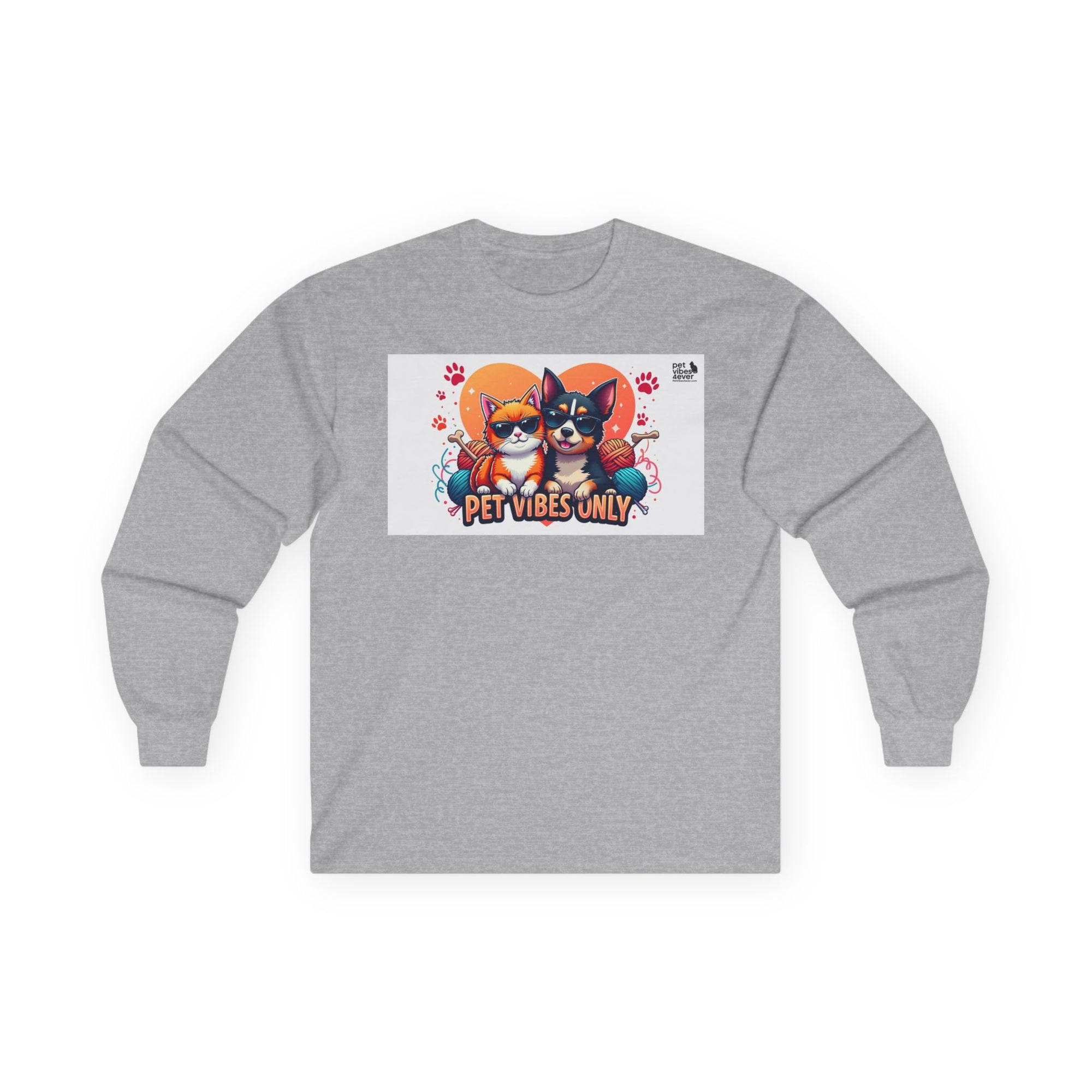 Cute Pet Vibes Long Sleeve Tee, Animal Lover Gift, Cat and Dog Tee, Fun Casual Wear, Perfect for Pet Owners