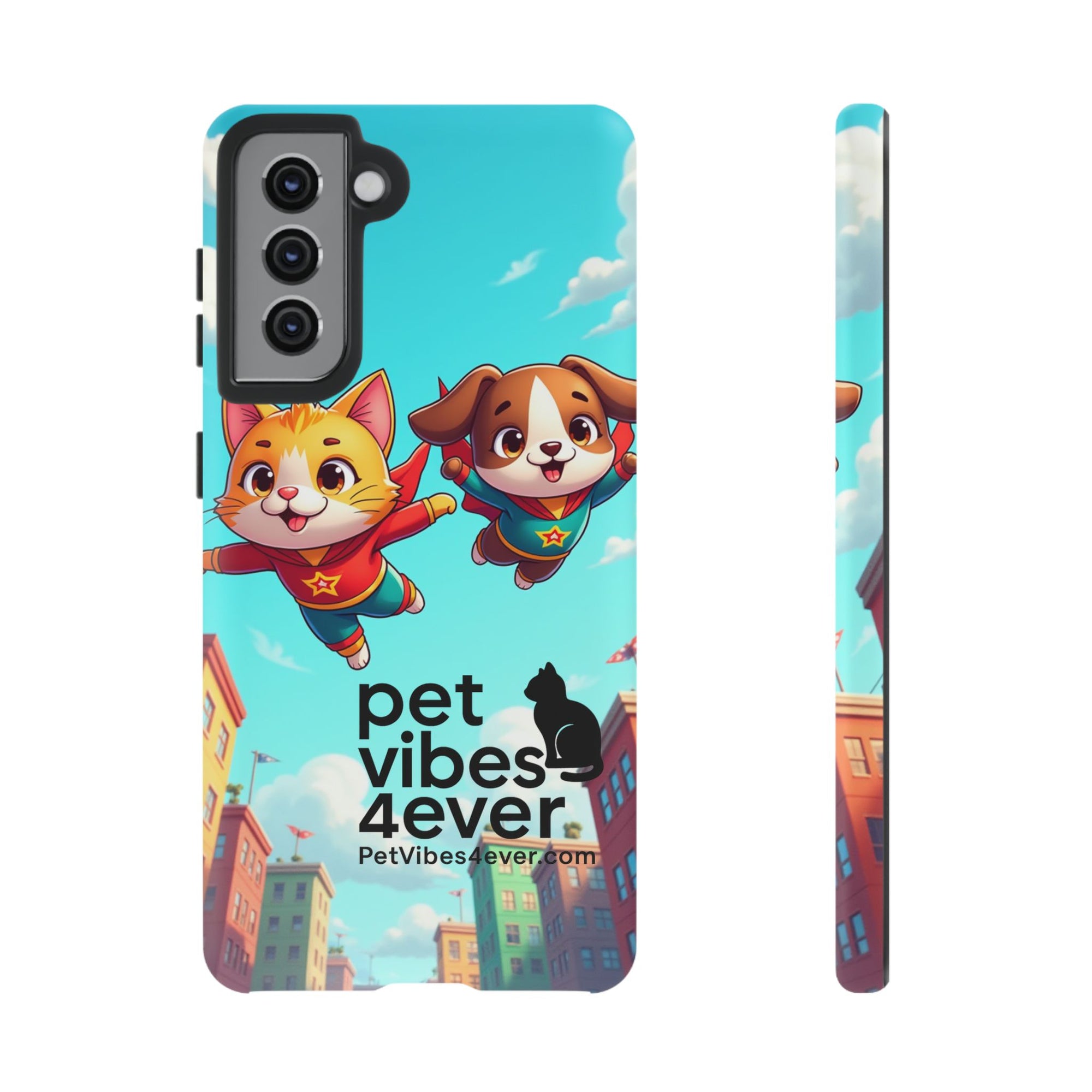 Pet Vibes Forever Tough Phone Cases, Cute Dog and Cat Design, Pet Lover Gift, Fun Phone Accessory, Animal Theme Decor