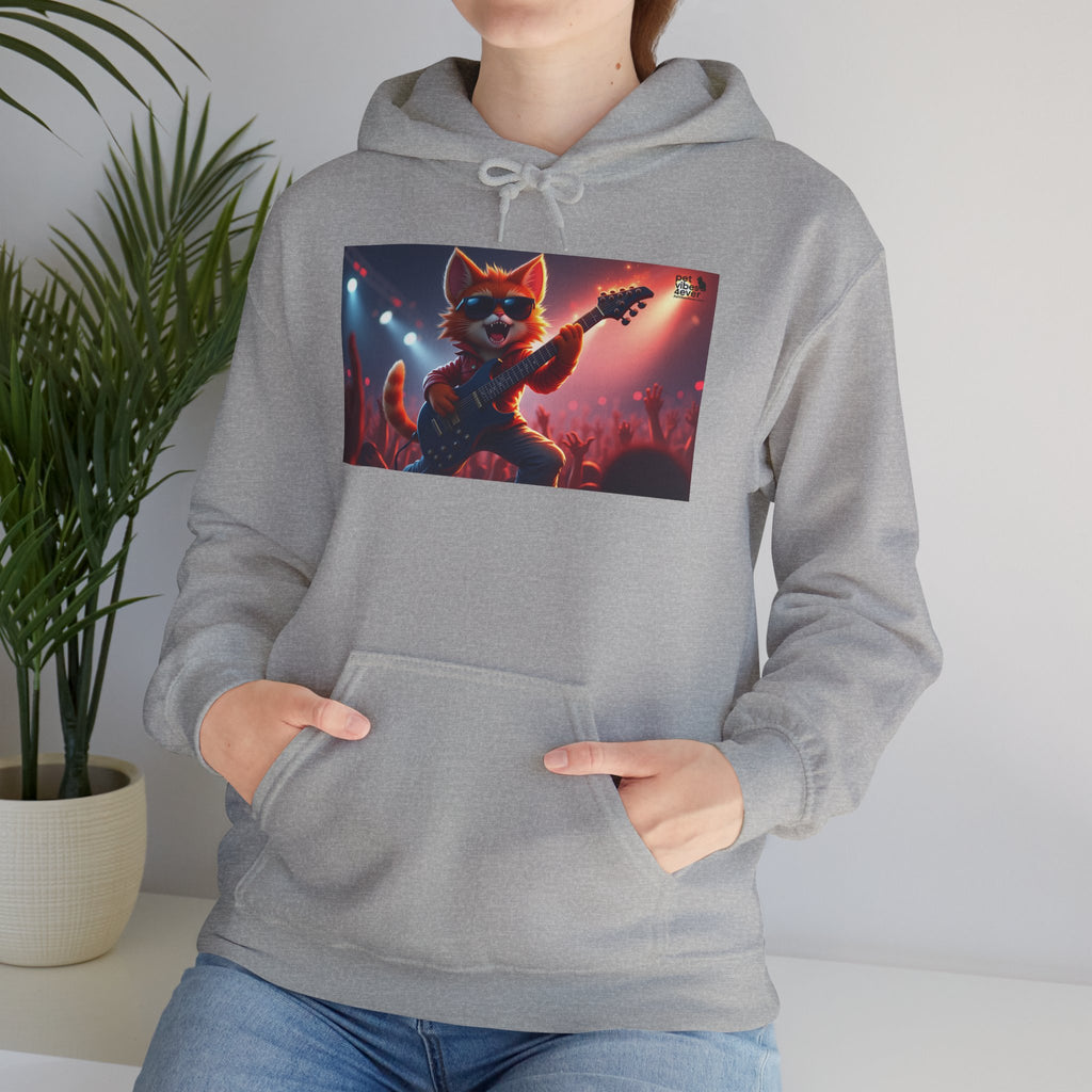 Funky Cat Hoodie - Unisex Heavy Blend Sweatshirt, Cool Graphic Hoodie, Perfect Gift for Cat Lovers, Concert Apparel, Cozy Style
