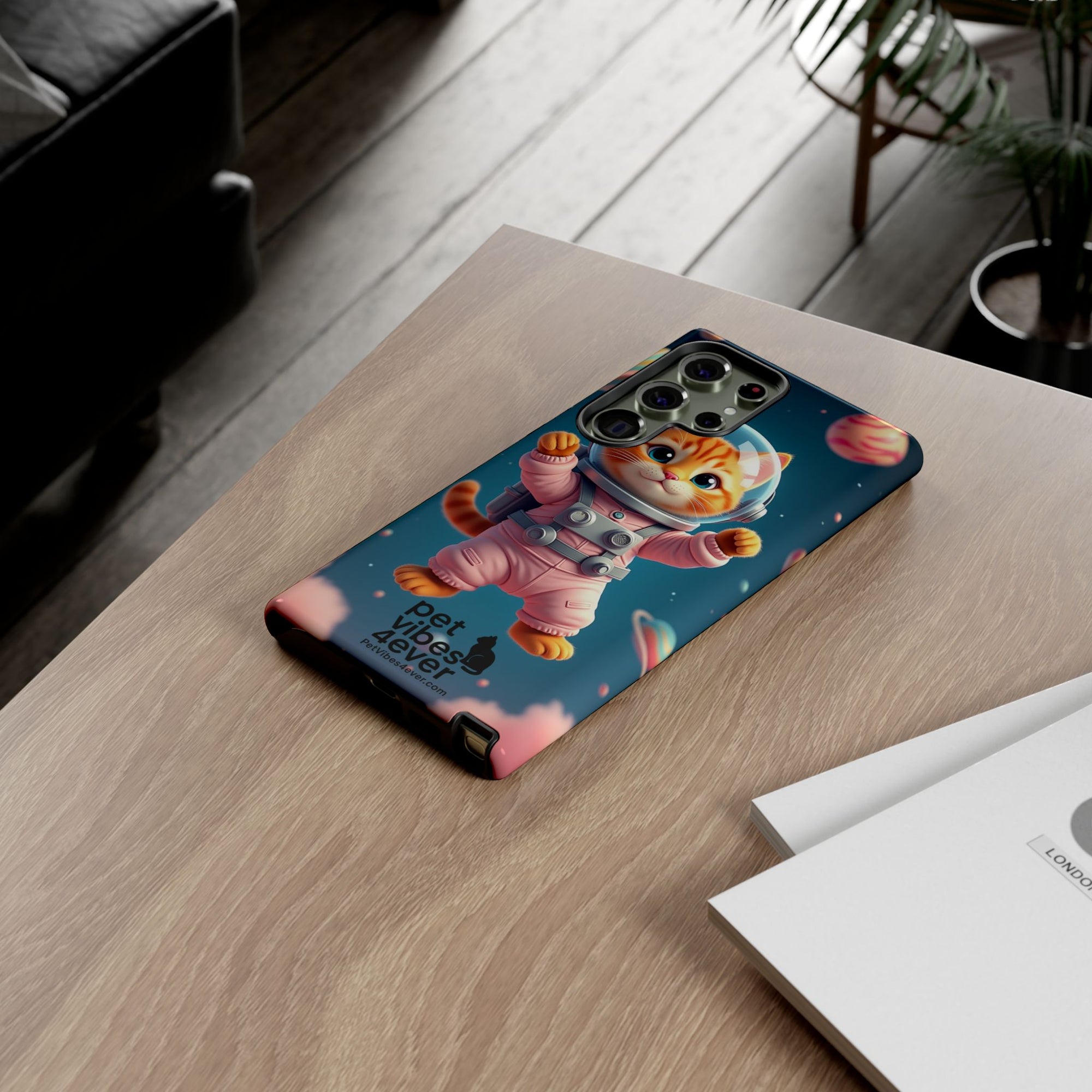 Cute Cat Phone Case, Astronaut Cat Case, Pet Lover Gift, Space Theme Accessories, Galaxy Cat Phone Cover
