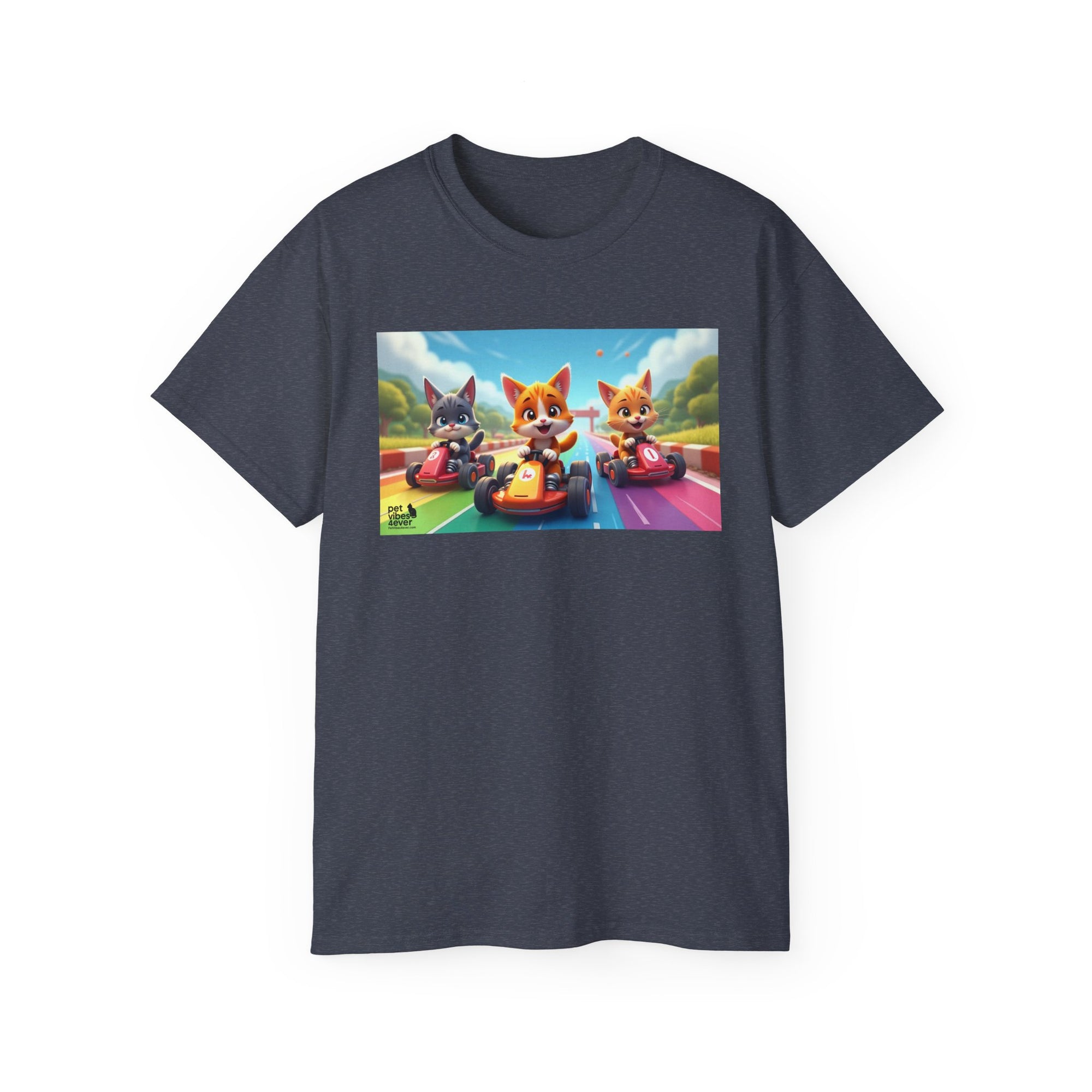 Cartoon Racing Friends Unisex Tee, Fun Gift for Gamers, Kid-Approved Style, Birthday Present, Family Game Night Apparel