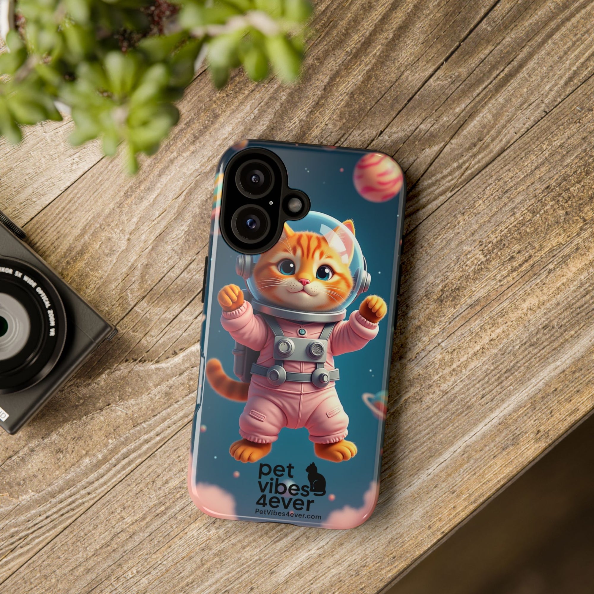 Cute Cat Phone Case, Astronaut Cat Case, Pet Lover Gift, Space Theme Accessories, Galaxy Cat Phone Cover