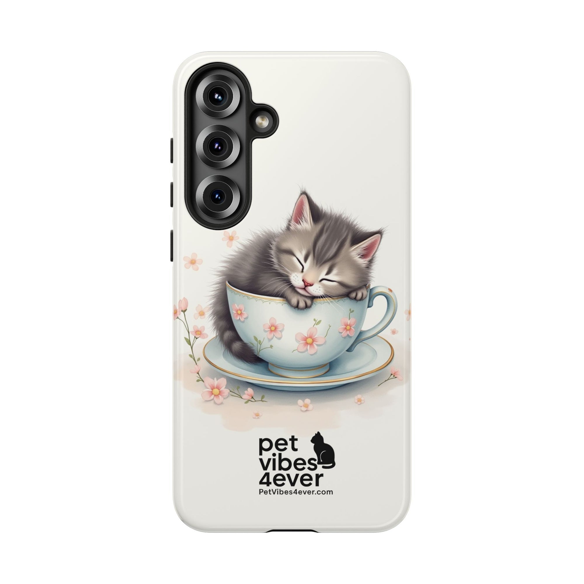 Cute Cat Phone Case, Pet Lover Gift, Soft Kitty Design, Floral Tech Accessory, Unique Animal Case, iPhone Cover, Birthday Present