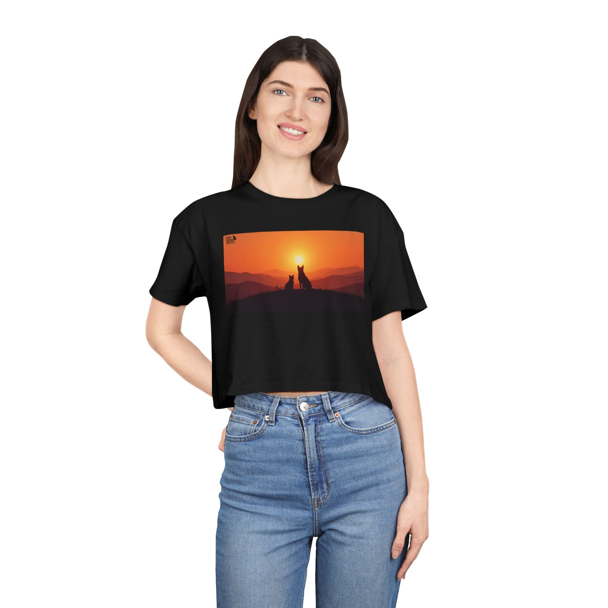Sunset Lovers Women's Crop Tee, Summer Fashion, Casual Wear, Cute Gift, Nature Tee, Boho Style