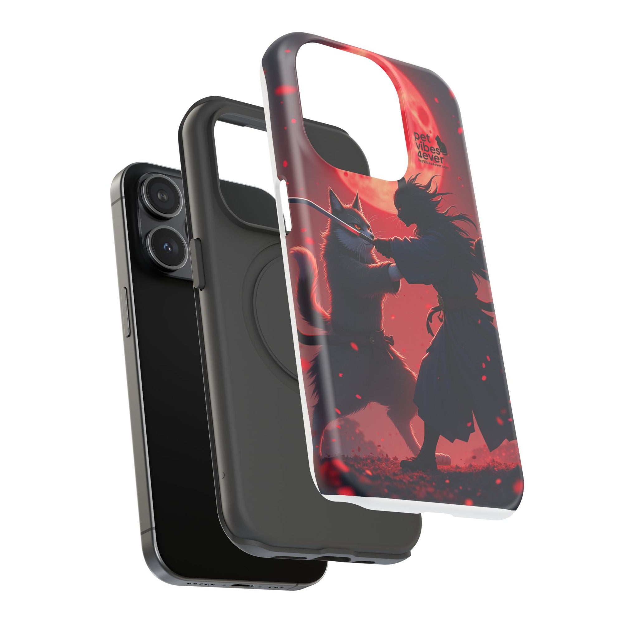 Samurai Cat Phone Case – Impact-Resistant, Pet Lovers, Cool Tech Accessories, Anime Aesthetic, Unique Gifts