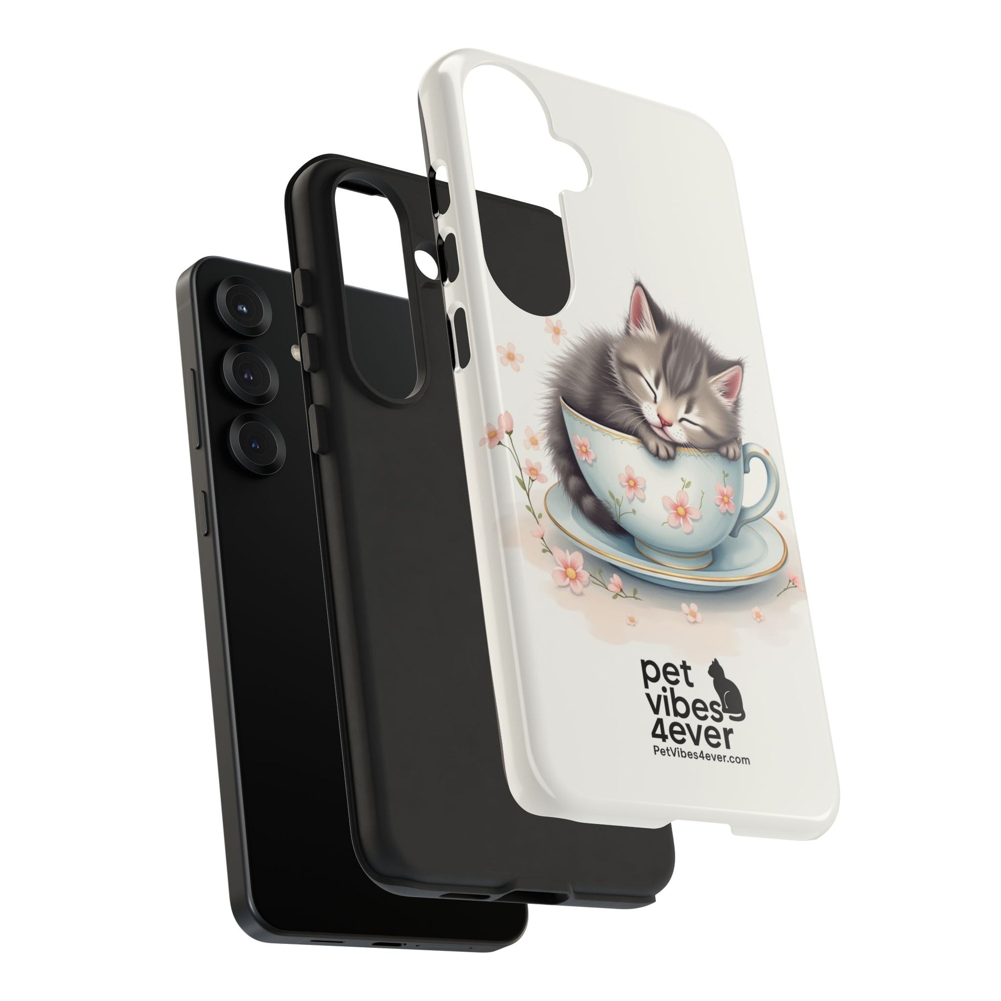 Cute Cat Phone Case, Pet Lover Gift, Soft Kitty Design, Floral Tech Accessory, Unique Animal Case, iPhone Cover, Birthday Present