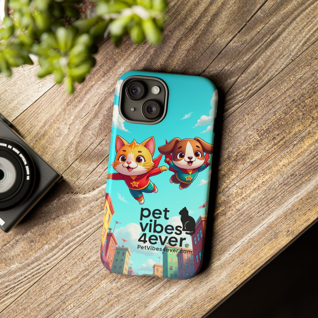 Pet Vibes Phone Case - Playful Cat and Dog Design, Animal Lover Gift, Cute Pet Accessory, Colorful Phone Cover, Fun Pet Gifts