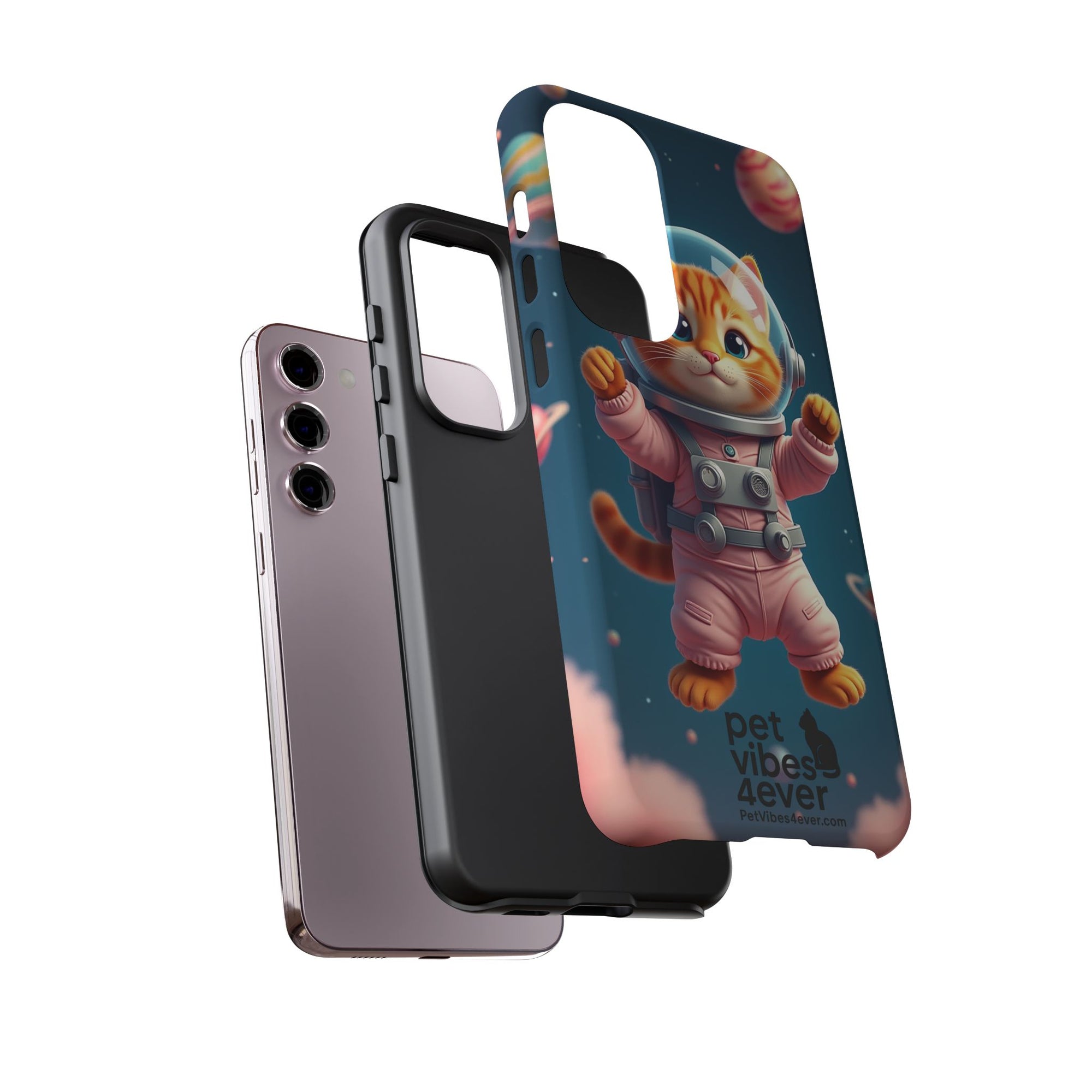 Cute Cat Phone Case, Astronaut Cat Case, Pet Lover Gift, Space Theme Accessories, Galaxy Cat Phone Cover