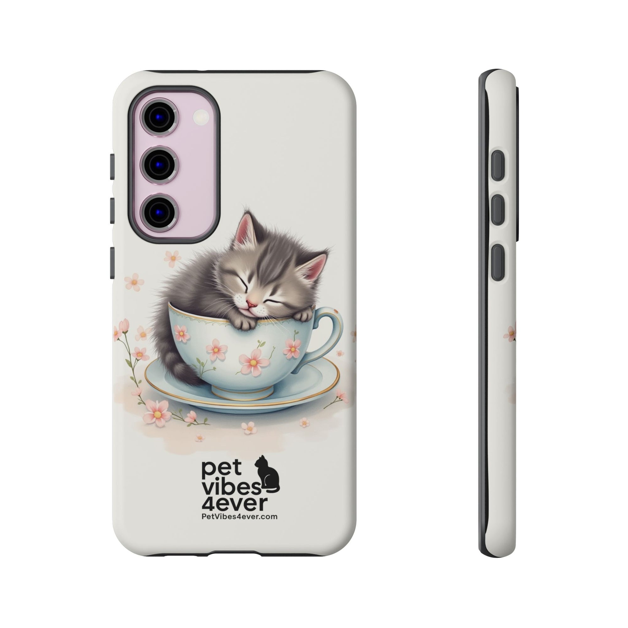 Cute Cat Phone Case, Pet Lover Gift, Soft Kitty Design, Floral Tech Accessory, Unique Animal Case, iPhone Cover, Birthday Present