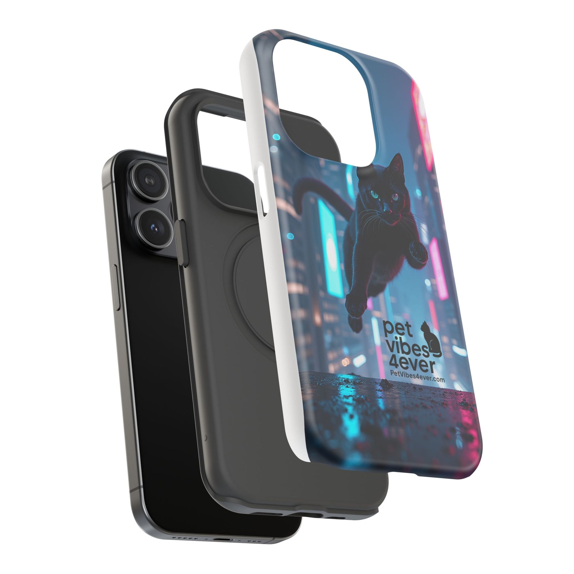 Cat-Themed Phone Case with Pet Vibes Design, Impact-Resistant Phone Case, Gift for Cat Lovers, Cute Pet Merchandise, Stylish Phone Accessory
