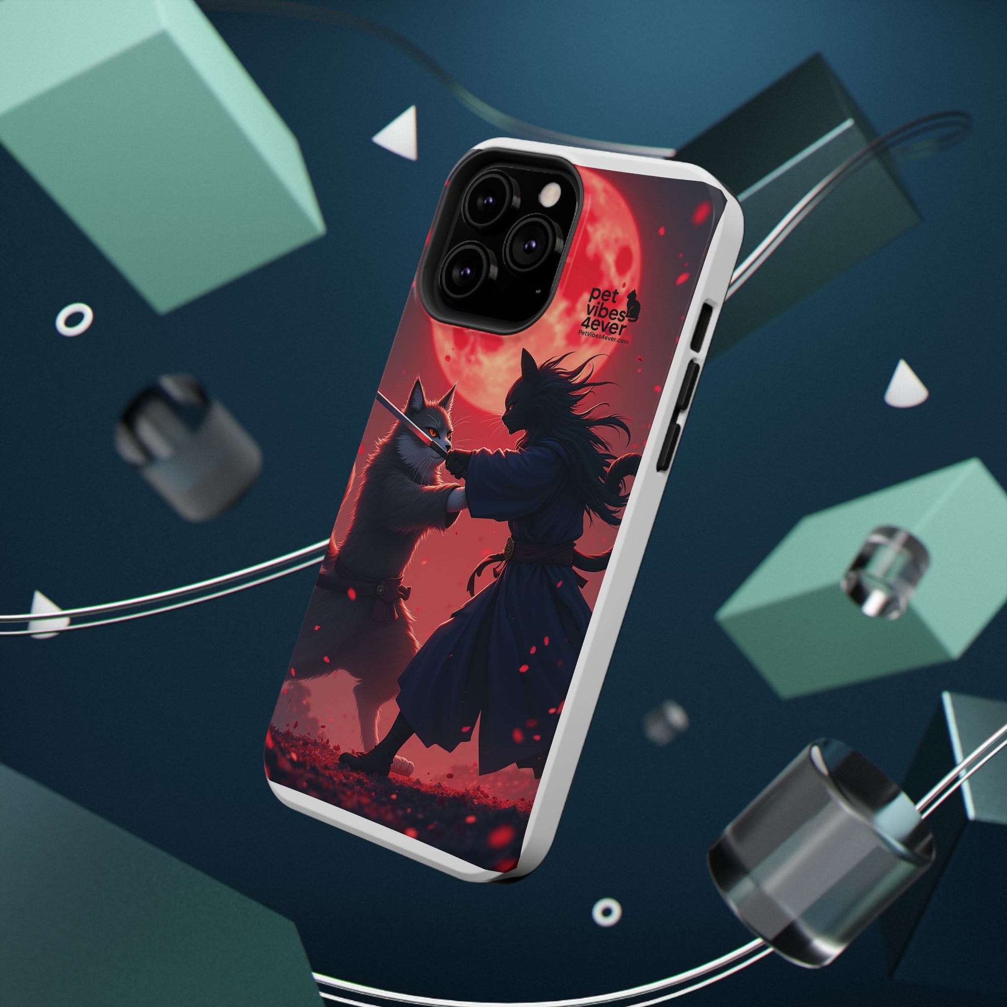Samurai Cat Phone Case – Impact-Resistant, Pet Lovers, Cool Tech Accessories, Anime Aesthetic, Unique Gifts