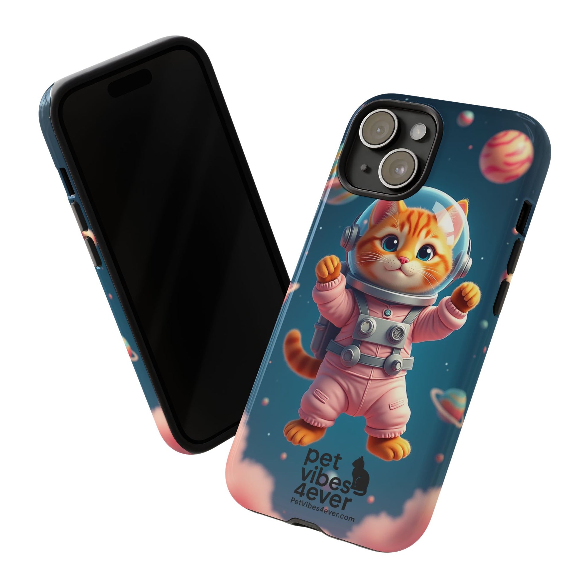 Cute Cat Phone Case, Cat Lovers Gift, Astrological Accessories, Fun Tech Gear, Space Theme Phone Cover