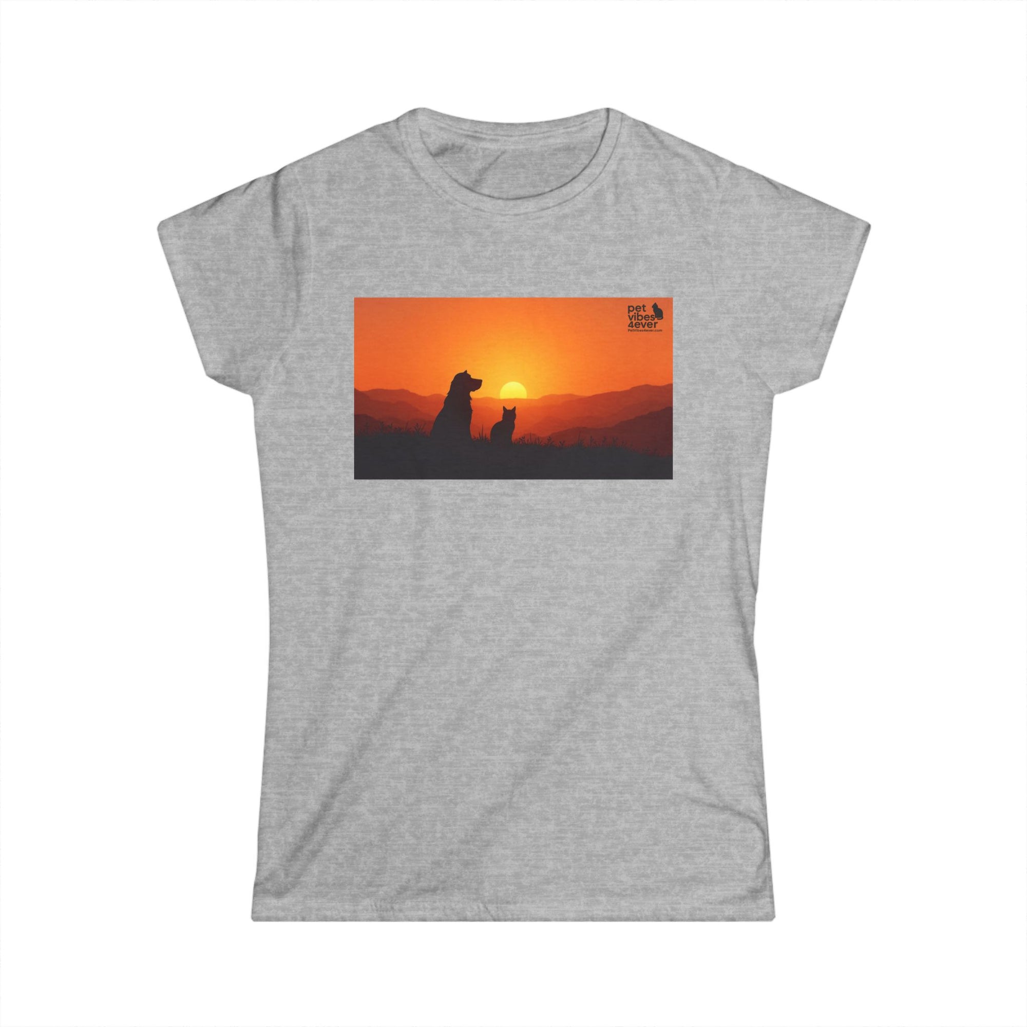 Women's Sunset Dog Lovers Tee, Cute Pet Lover Shirt, Animal Lover Gift, Casual Wear, Summer Top, Dog Mom Apparel