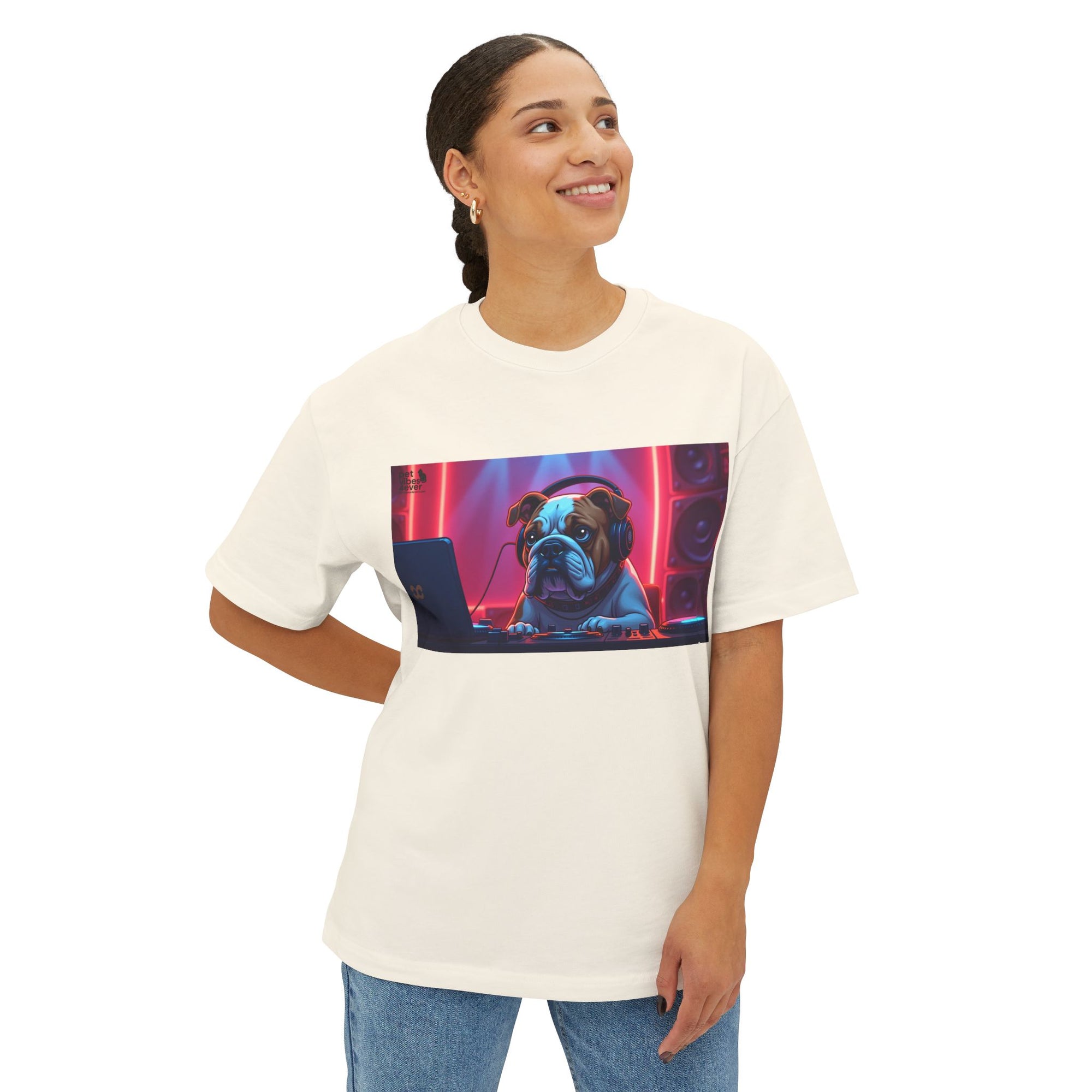 DJ Dog Graphic Tee, Trendy Unisex Oversized T-Shirt, Music Lover Gift, Casual Streetwear, Pet Lover Apparel