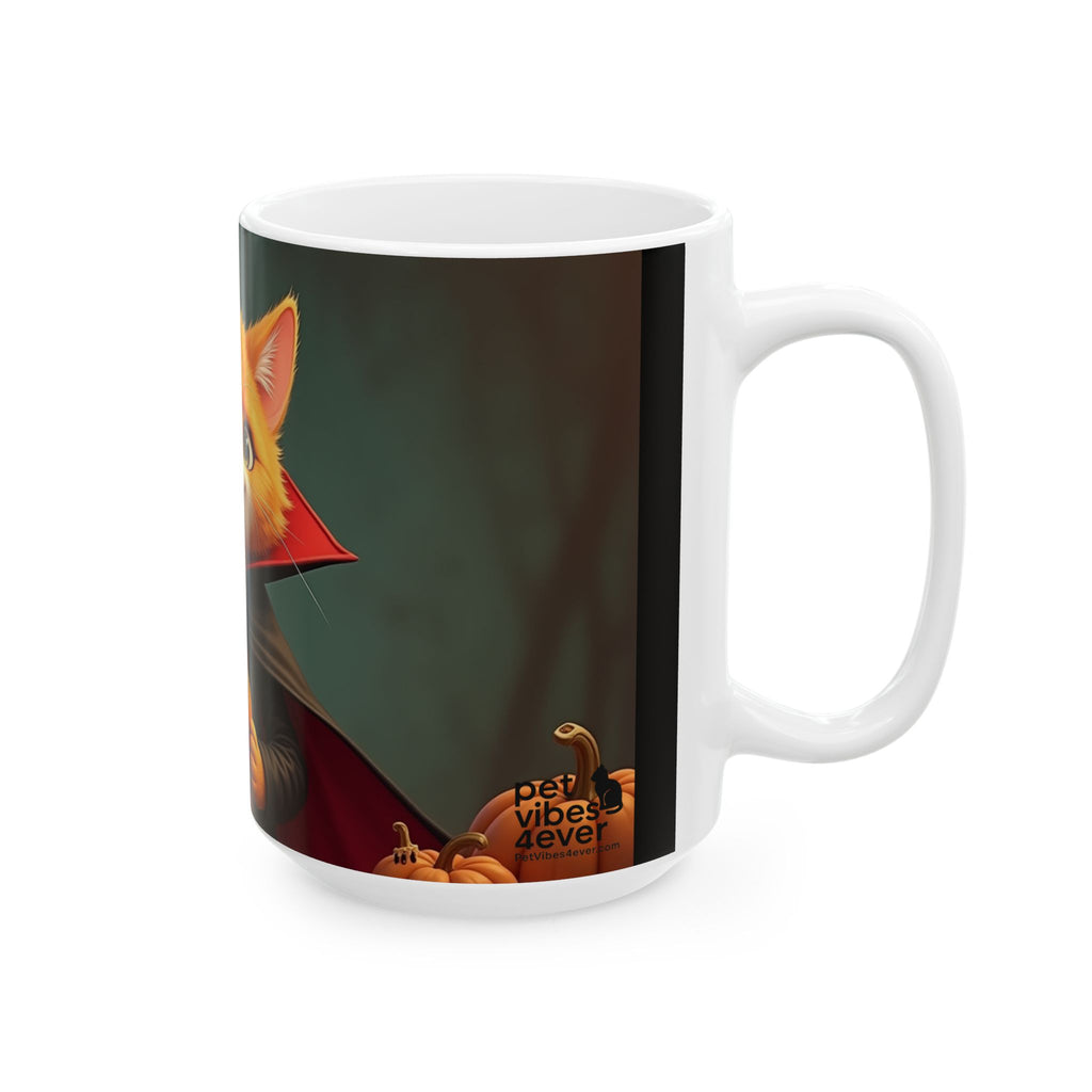 Spooky Cat Ceramic Mug - Halloween Coffee Cup for Cat Lovers, Cute Gift, Pumpkin Design, 11oz & 15oz