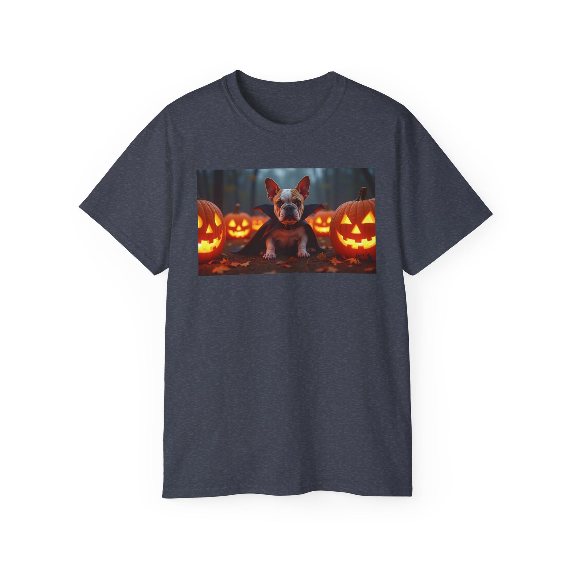 Halloween Dog Graphic Tee, Pumpkin Shirt, Fall Apparel, Casual Wear for Pet Lovers, Unisex Halloween T-Shirt