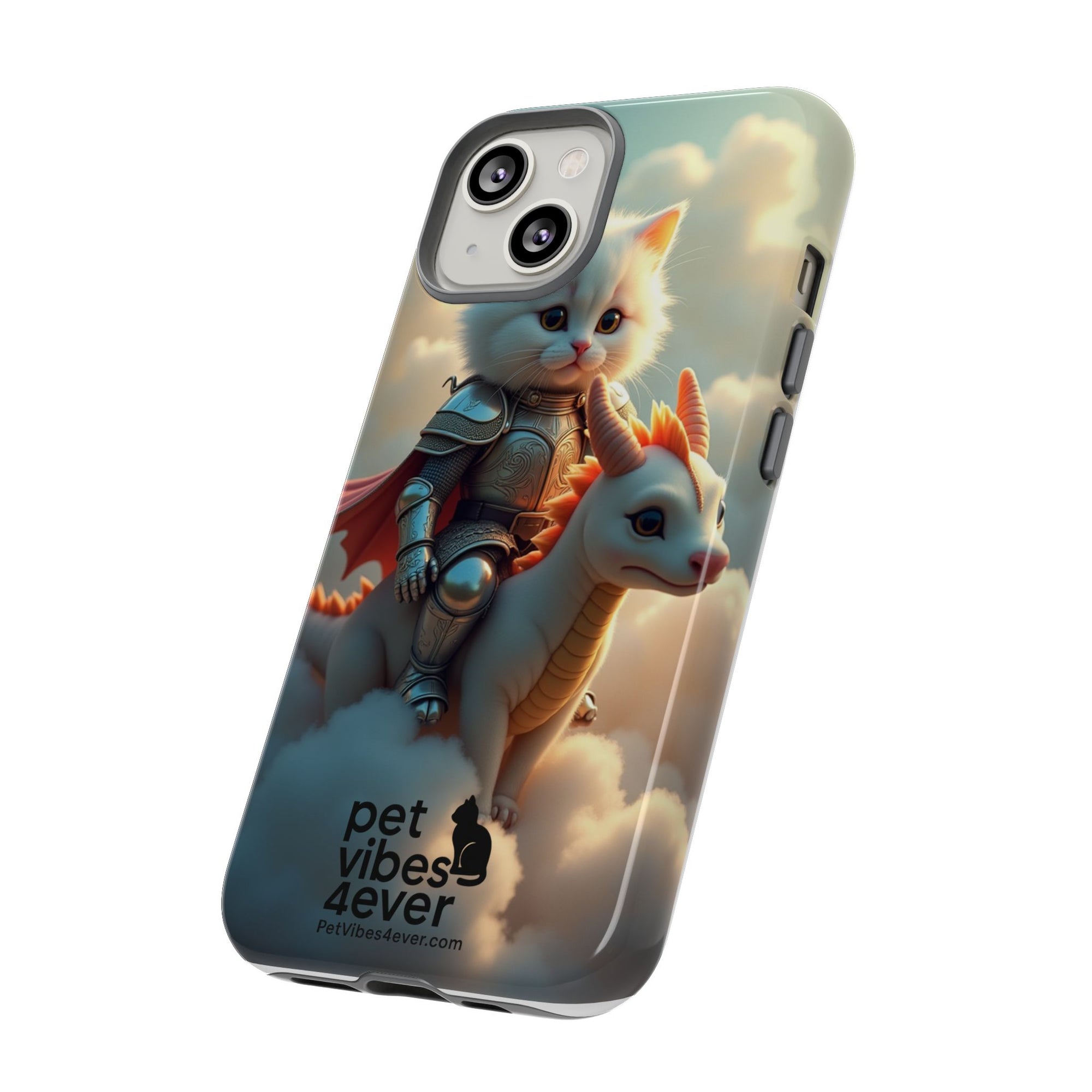 Pet Vibes Phone Case, Cute Cat and Dragon Design, Tough Phone Cover, Gift for Animal Lovers, Unique Pet Themed Accessory