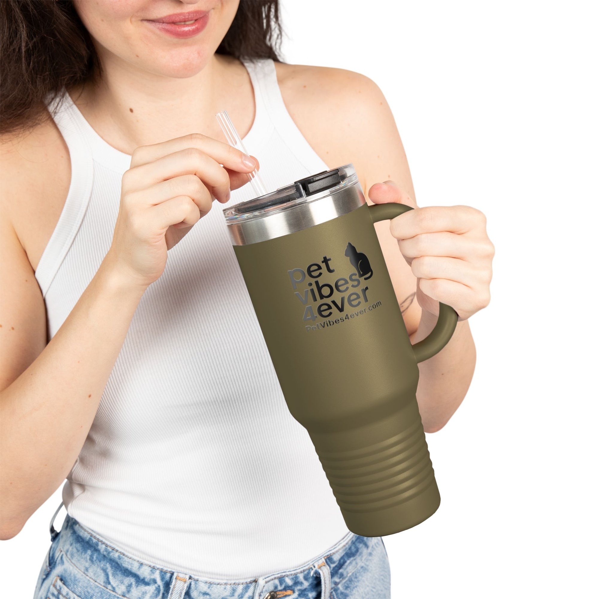 Personalized Pet Vibes Insulated Travel Mug, Perfect for Animal Lovers, Great for Road Trips, Coffee, Tea, Gifts