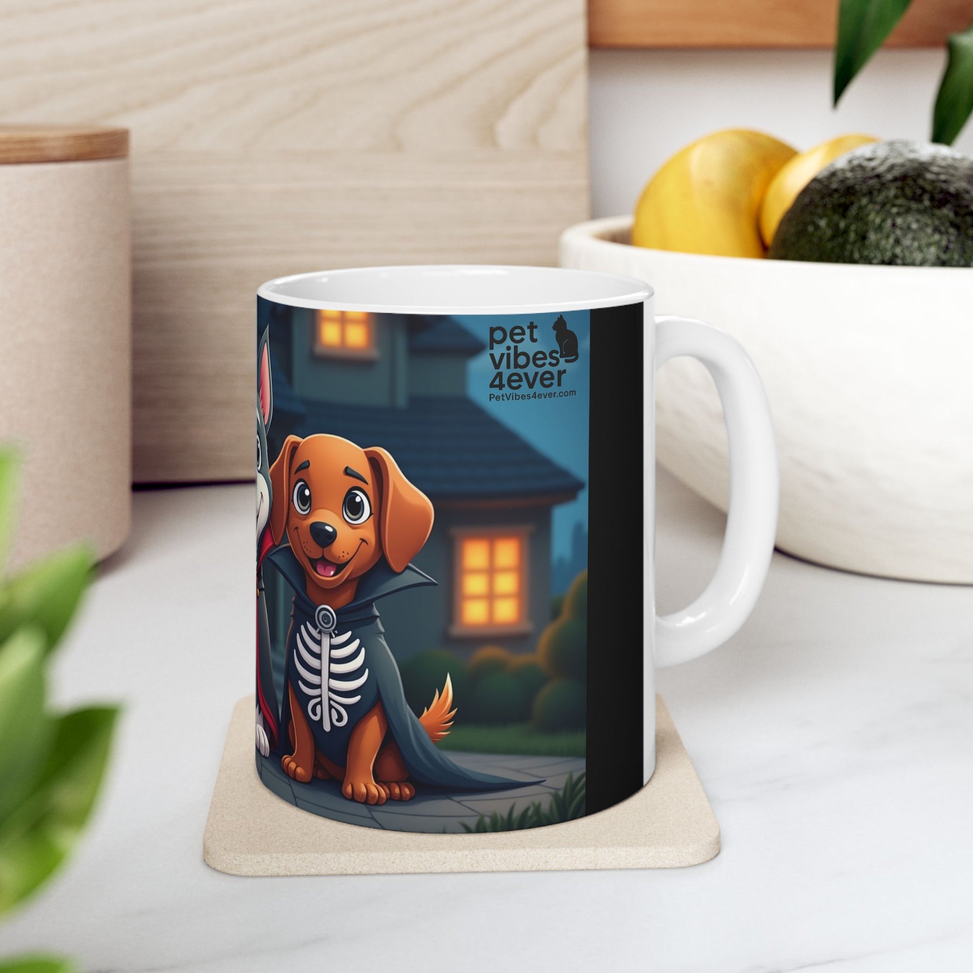 Halloween Dog Lover's Ceramic Mug, Cute Pup Design, 11oz, 15oz, Perfect for Gifts, Home Decor, Pet Lovers, Coffee, Hot Chocolate