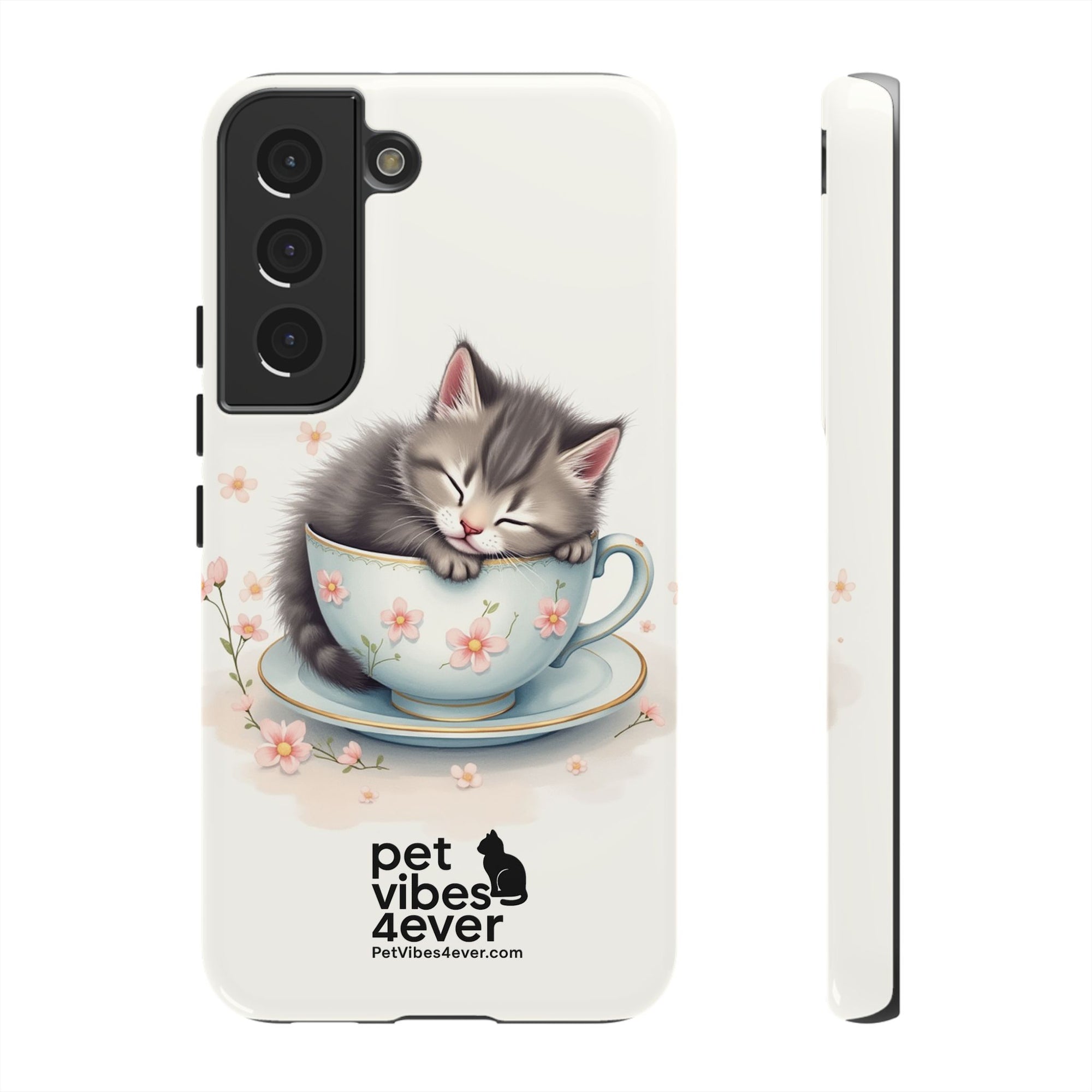 Cute Cat Phone Case, Pet Lover Gift, Soft Kitty Design, Floral Tech Accessory, Unique Animal Case, iPhone Cover, Birthday Present