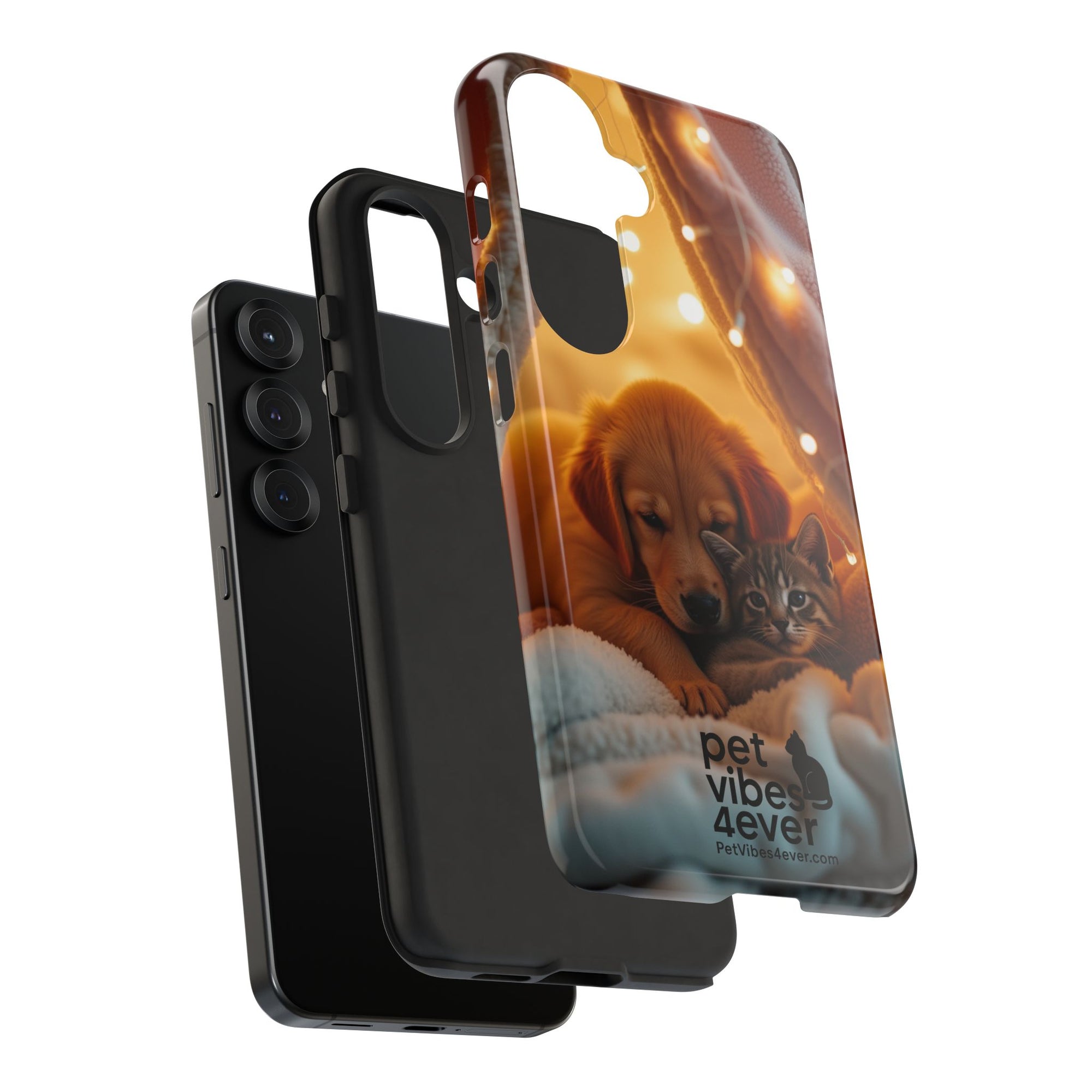 Pet Vibes Phone Case - Cute Dog & Cat Design, Animal Lover Gift, Customizable Pet Phone Cover, Collage Print Case for Kids