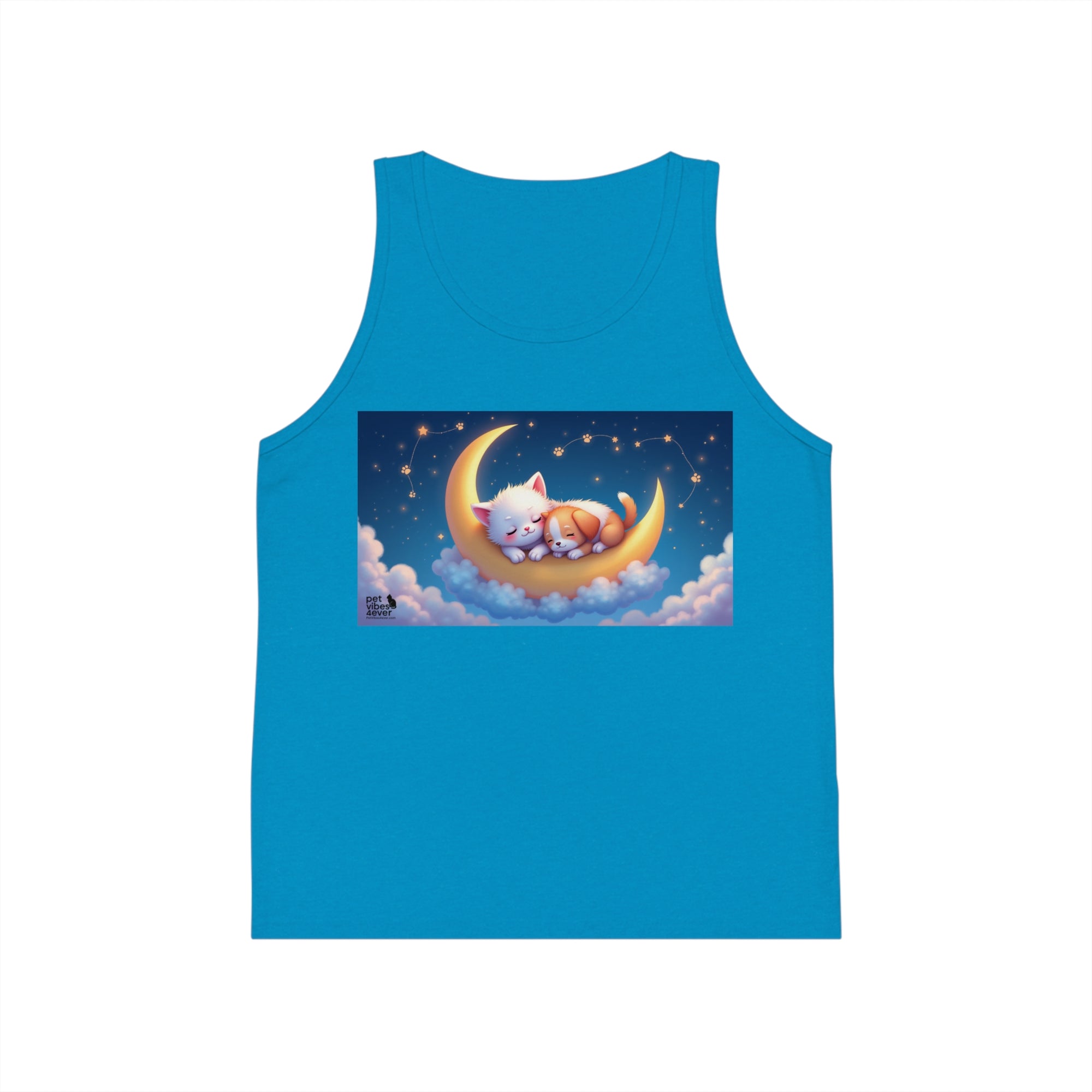 Dreamy Cat Moon Kids Tank Top, Cute Summer Top, Gift for Girls, Sleepover Outfit, Pajama Party Tee, Cat Lovers Clothing