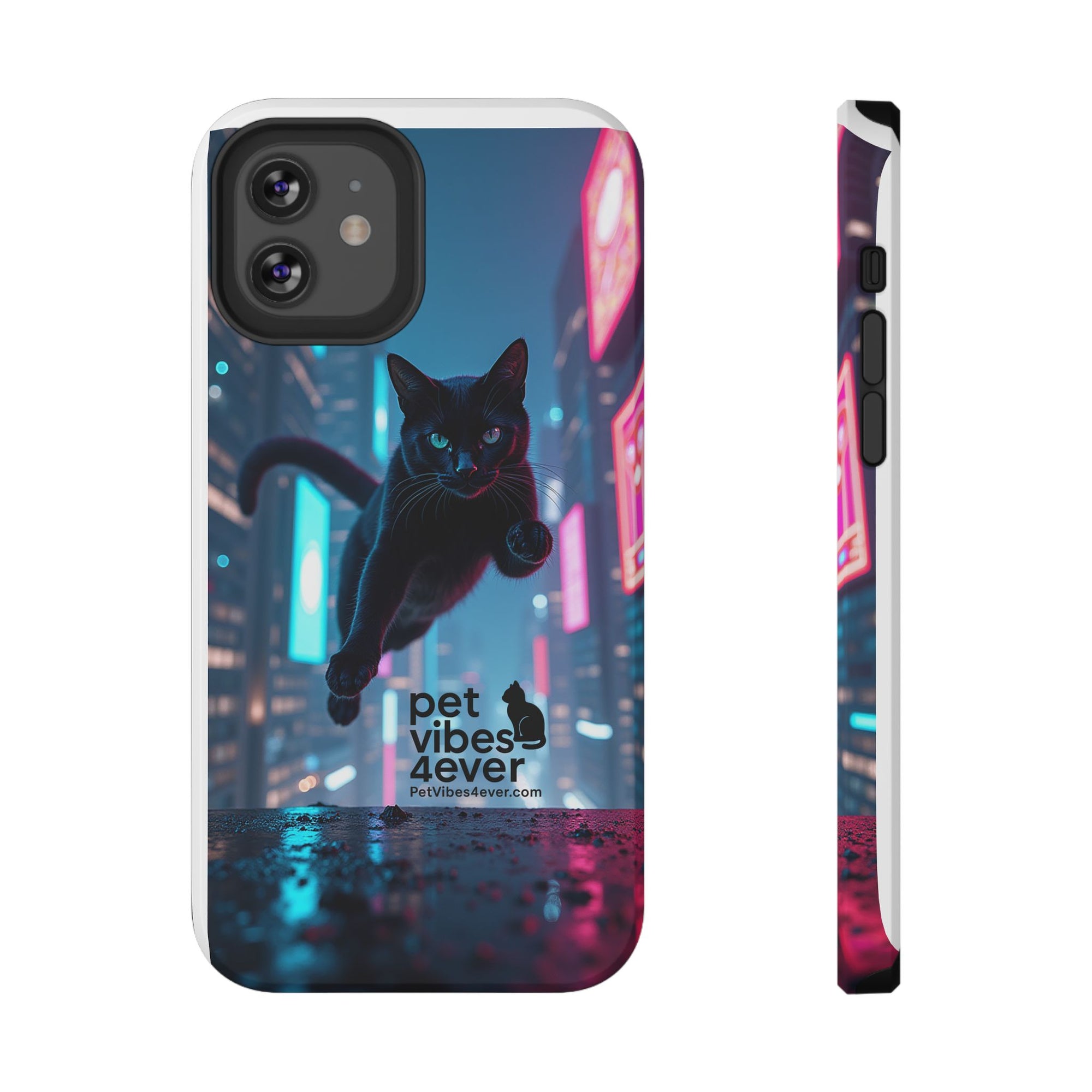 Cat-Themed Phone Case with Pet Vibes Design, Impact-Resistant Phone Case, Gift for Cat Lovers, Cute Pet Merchandise, Stylish Phone Accessory
