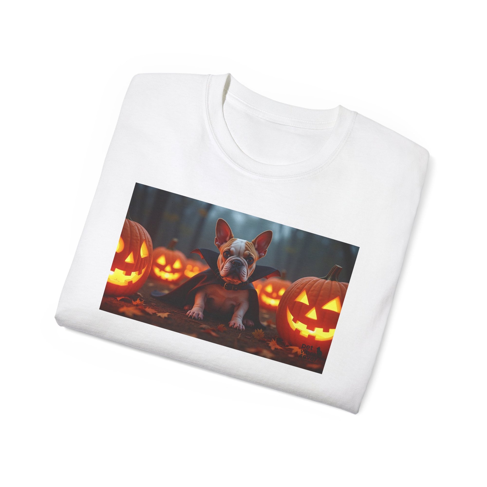Halloween Dog Graphic Tee, Pumpkin Shirt, Fall Apparel, Casual Wear for Pet Lovers, Unisex Halloween T-Shirt