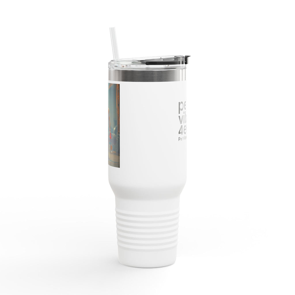 Insulated Travel Mug, Pet Lover's 40oz Coffee Tumbler, Perfect for Hot Drinks, Gifts for Cat Owners, Travel Companion, Pet Vibes 4ever