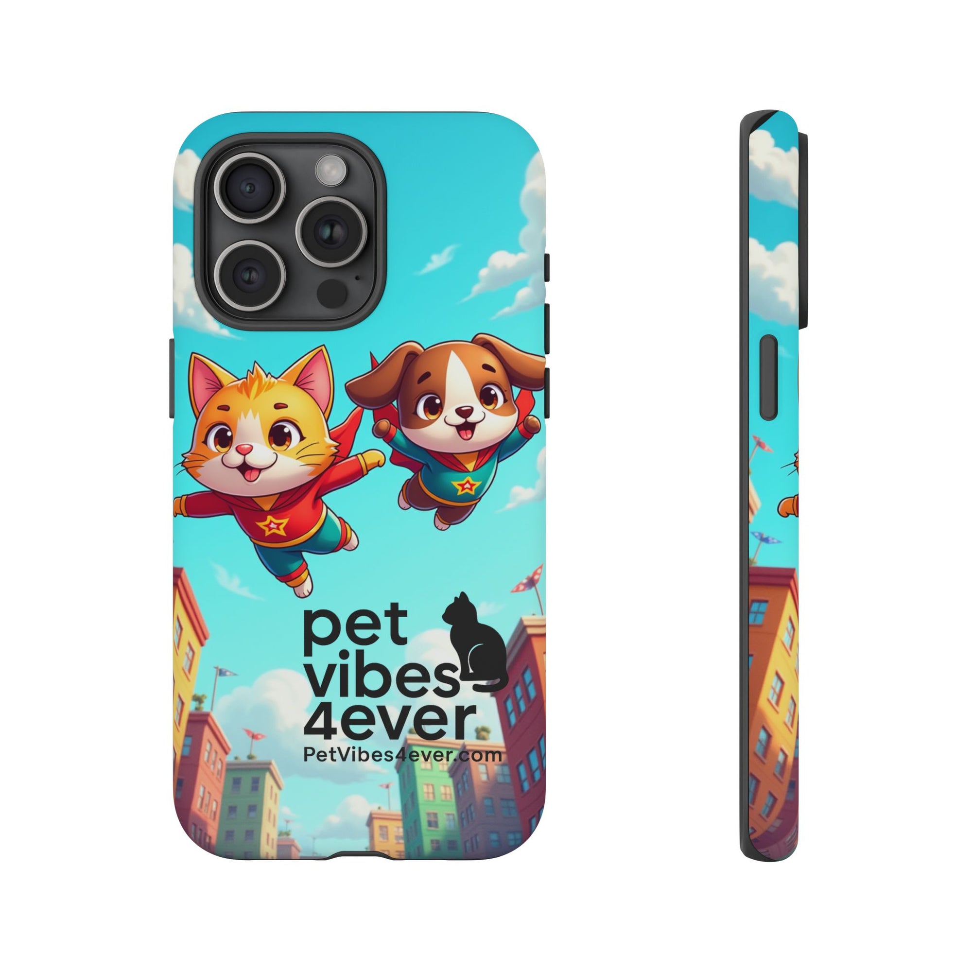 Pet Vibes Phone Case - Playful Cat and Dog Design, Animal Lover Gift, Cute Pet Accessory, Colorful Phone Cover, Fun Pet Gifts