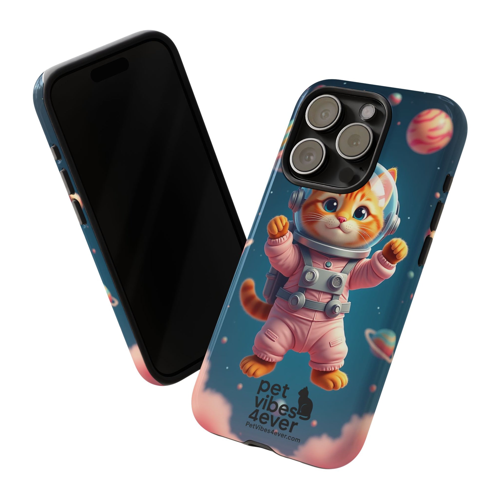 Cute Cat Phone Case, Cat Lovers Gift, Astrological Accessories, Fun Tech Gear, Space Theme Phone Cover