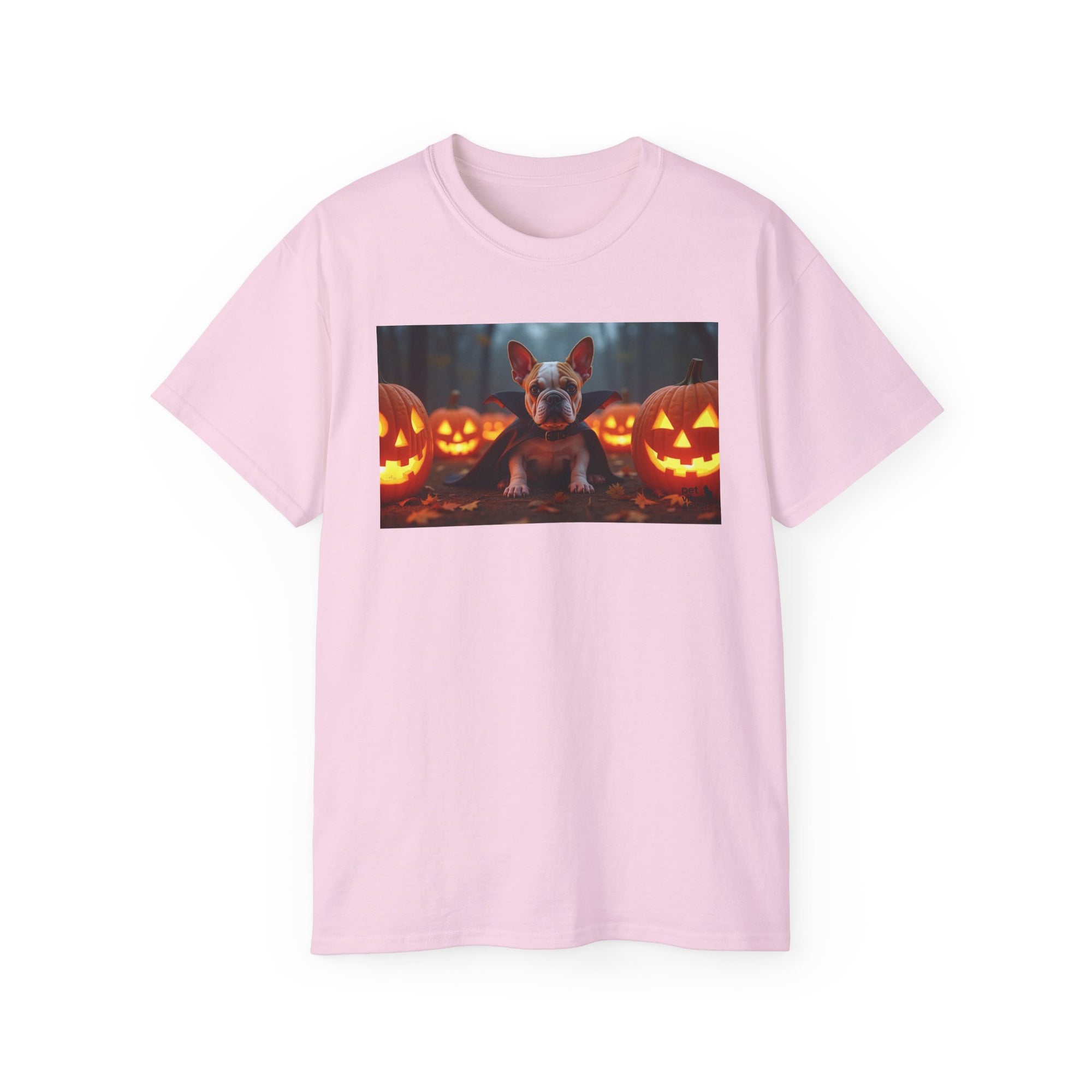 Halloween Dog Graphic Tee, Pumpkin Shirt, Fall Apparel, Casual Wear for Pet Lovers, Unisex Halloween T-Shirt