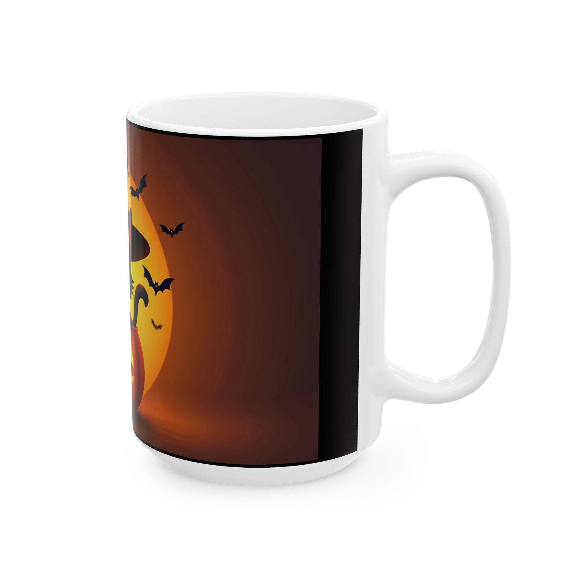 Halloween Cat Ceramic Mug, Cute Black Cat Mug, Pumpkin Mug, Spooky Drinkware, Fall Coffee Cup