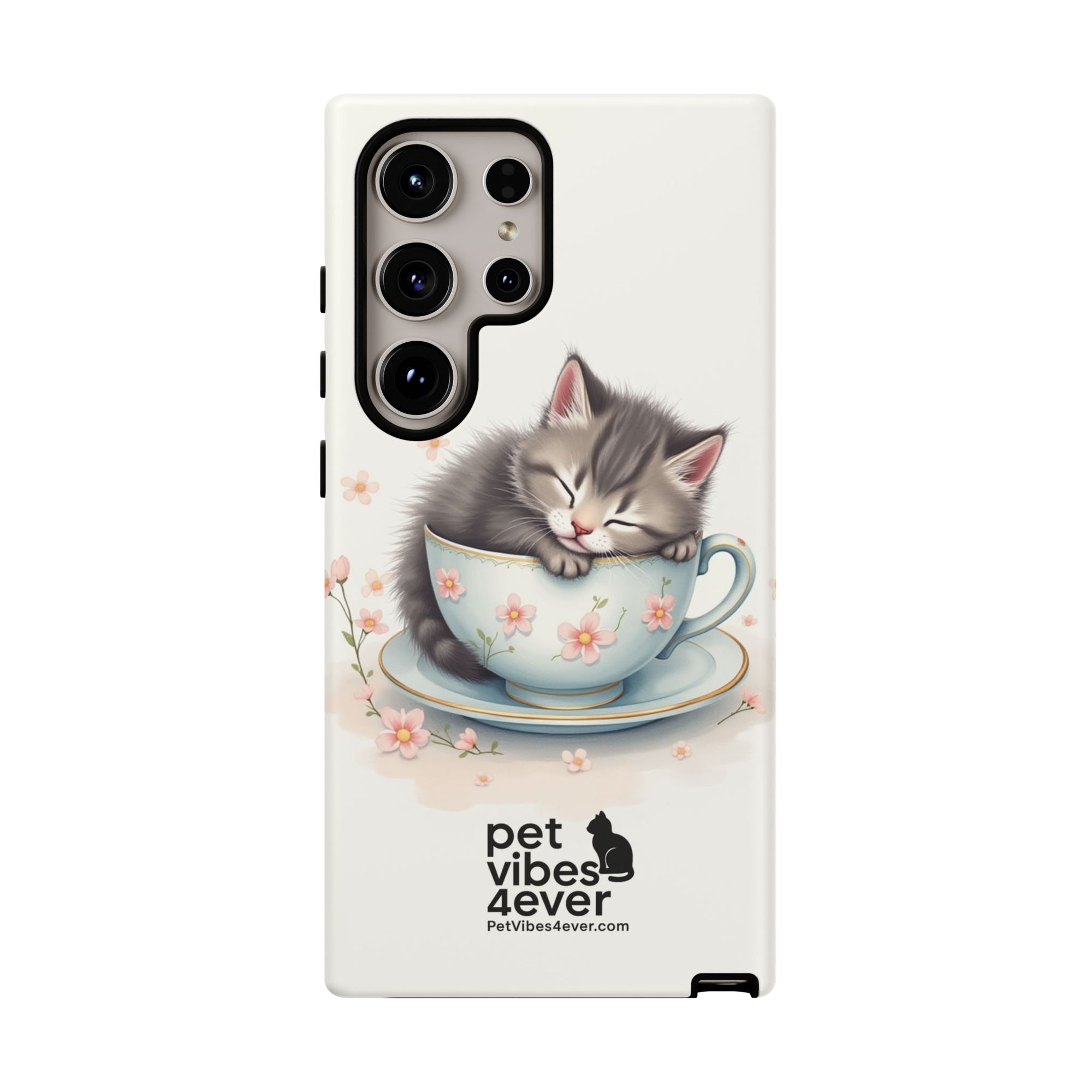 Cute Cat Phone Case, Pet Lover Gift, Soft Kitty Design, Floral Tech Accessory, Unique Animal Case, iPhone Cover, Birthday Present