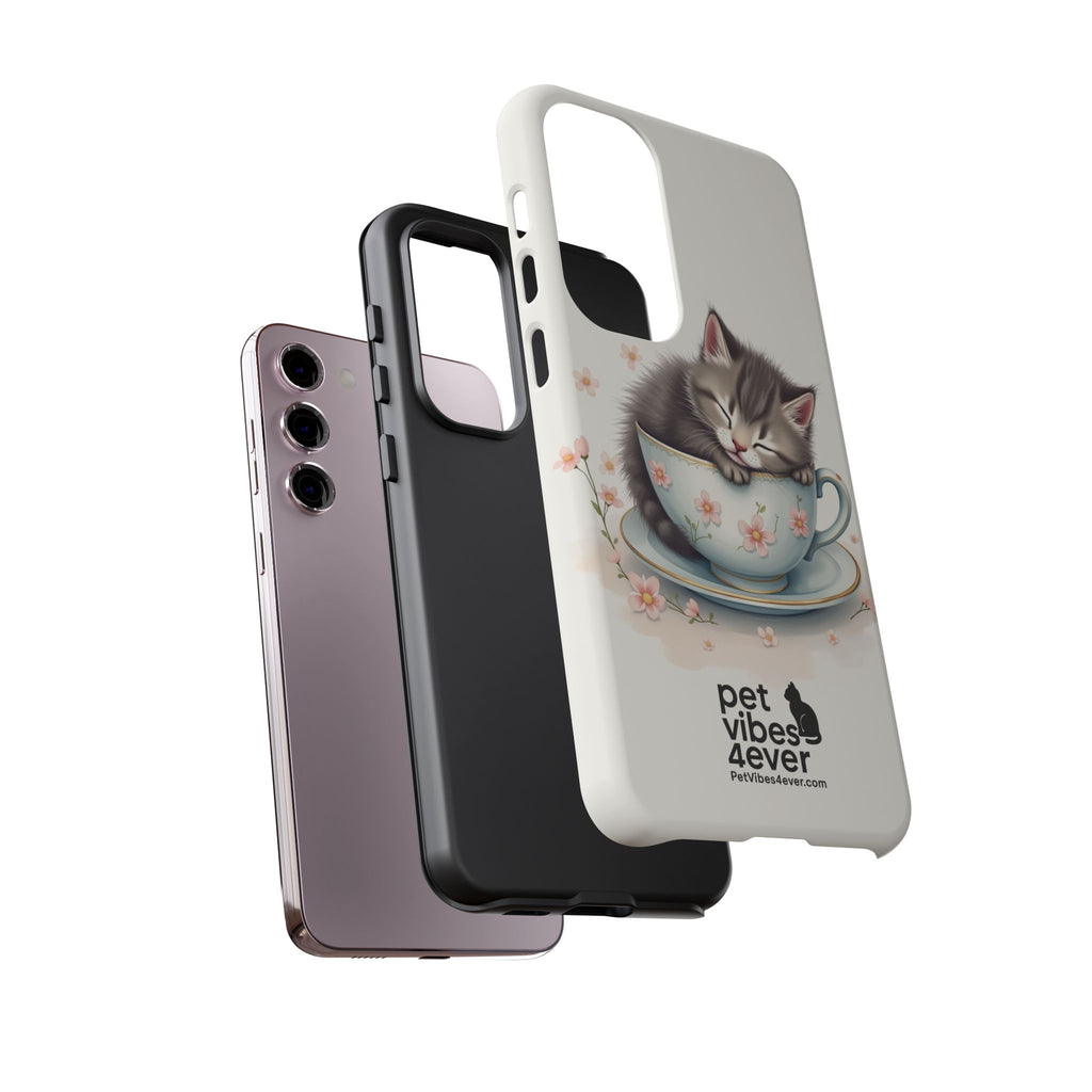 Cute Cat Phone Case, Pet Lover Gift, Soft Kitty Design, Floral Tech Accessory, Unique Animal Case, iPhone Cover, Birthday Present