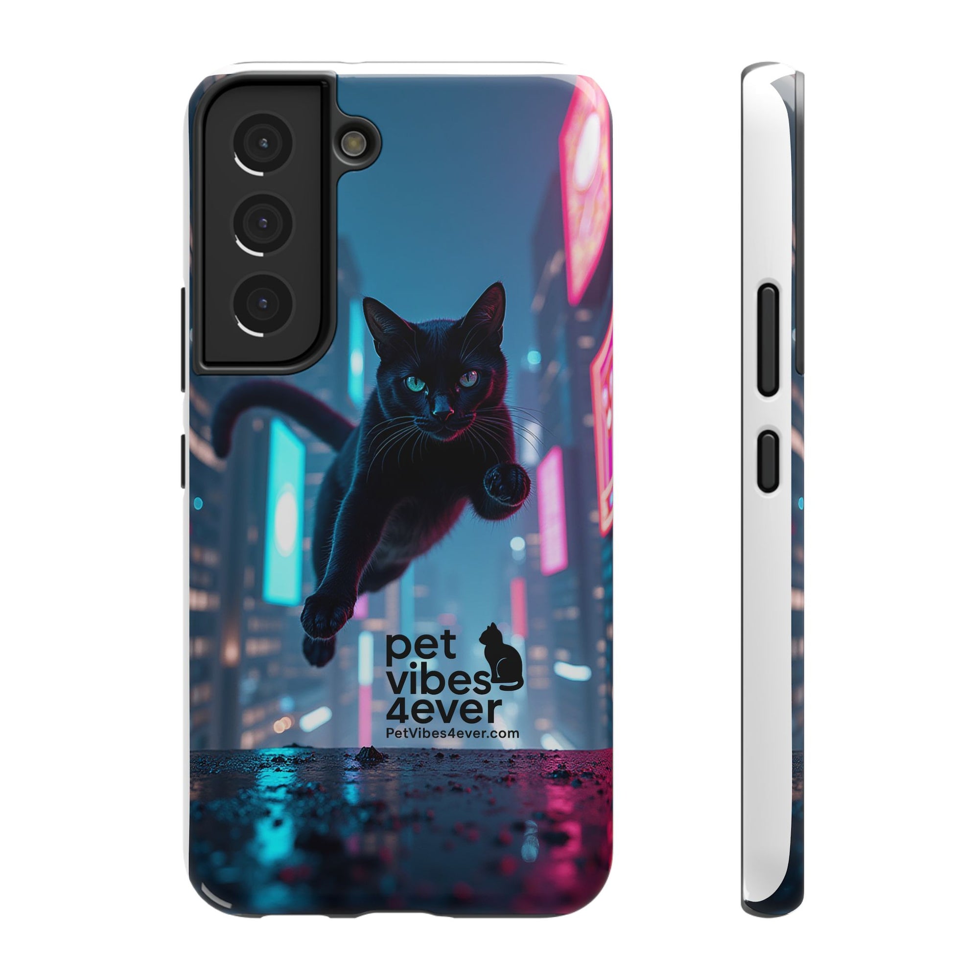 Cat-Themed Phone Case with Pet Vibes Design, Impact-Resistant Phone Case, Gift for Cat Lovers, Cute Pet Merchandise, Stylish Phone Accessory