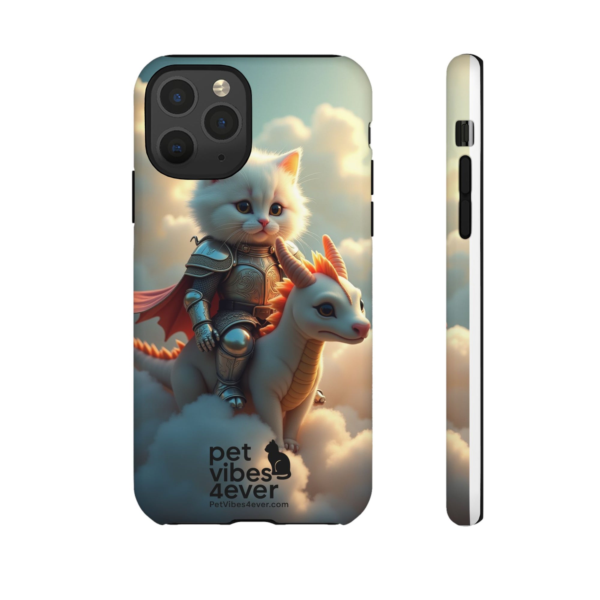Pet Vibes Phone Case, Cute Cat and Dragon Design, Tough Phone Cover, Gift for Animal Lovers, Unique Pet Themed Accessory