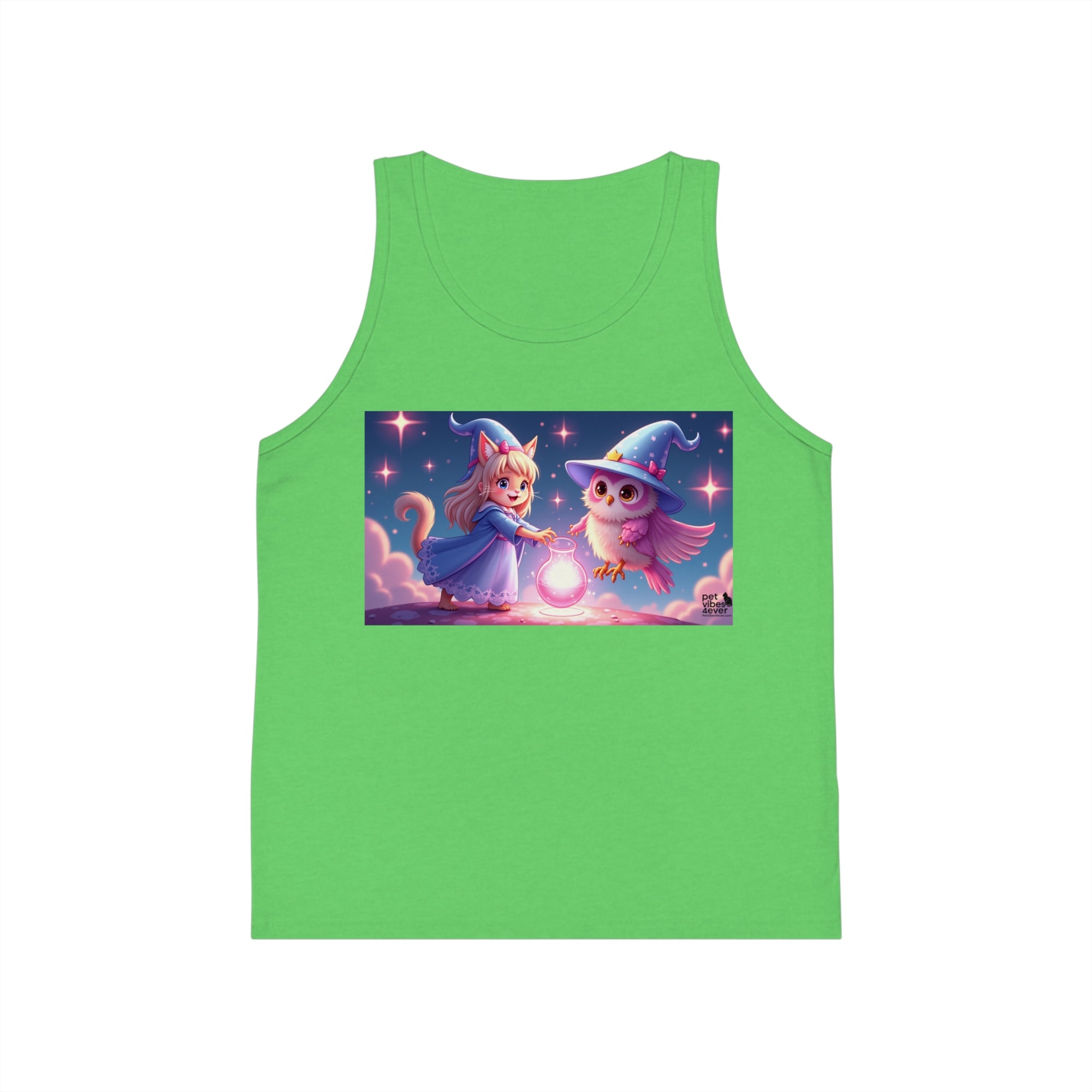 Magical Kids Jersey Tank Top, Cute Animal Art Tank, Summer Wear for Kids, Birthday Gift, Fun Playtime Apparel, Princess Owl Design