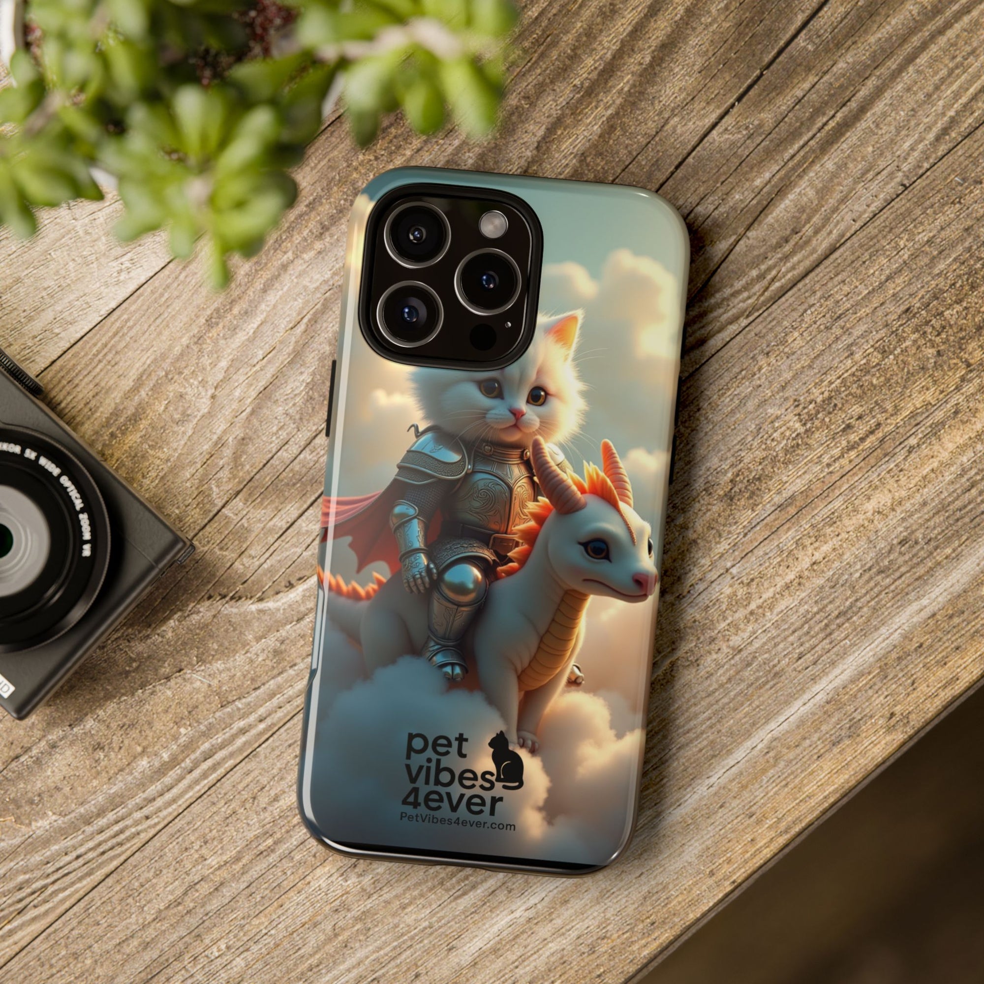 Pet Vibes Phone Case, Cute Cat and Dragon Design, Tough Phone Cover, Gift for Animal Lovers, Unique Pet Themed Accessory