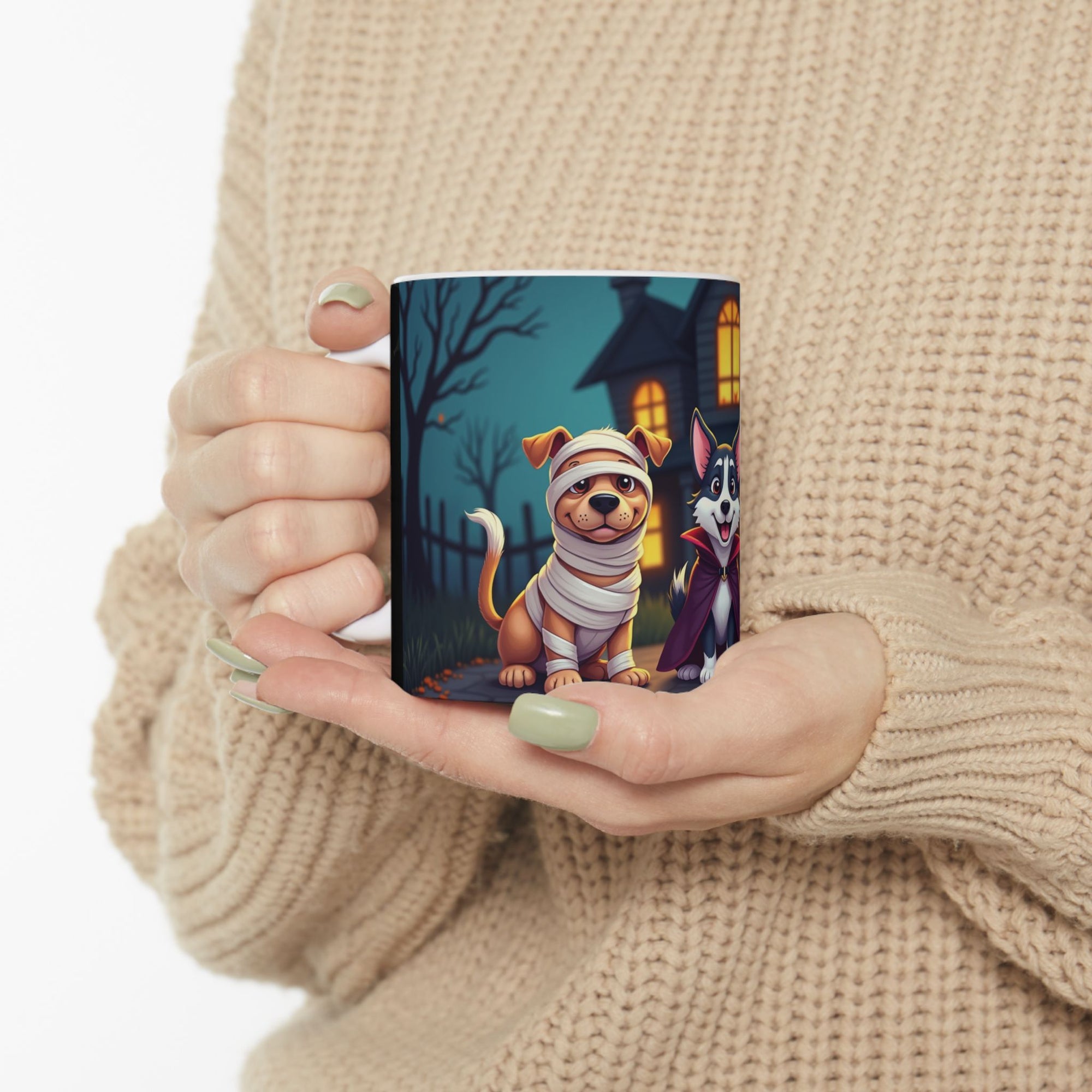Spooky Pet-Themed Ceramic Mug for Dog Lovers | Halloween Gift, Cute Dog Mug, Pet Owner Coffee Cup, Dog Mom Gift, Fun Halloween Decor