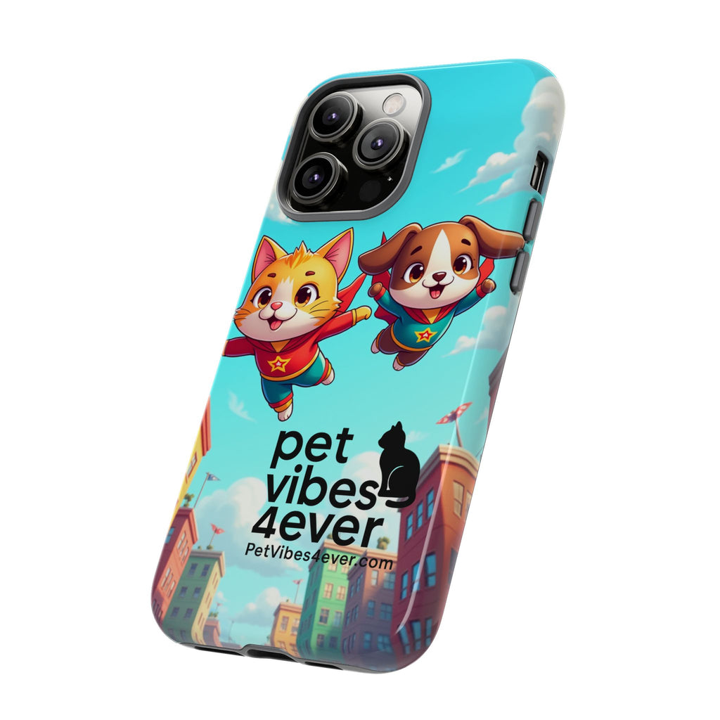 Pet Vibes Phone Case - Playful Cat and Dog Design, Animal Lover Gift, Cute Pet Accessory, Colorful Phone Cover, Fun Pet Gifts