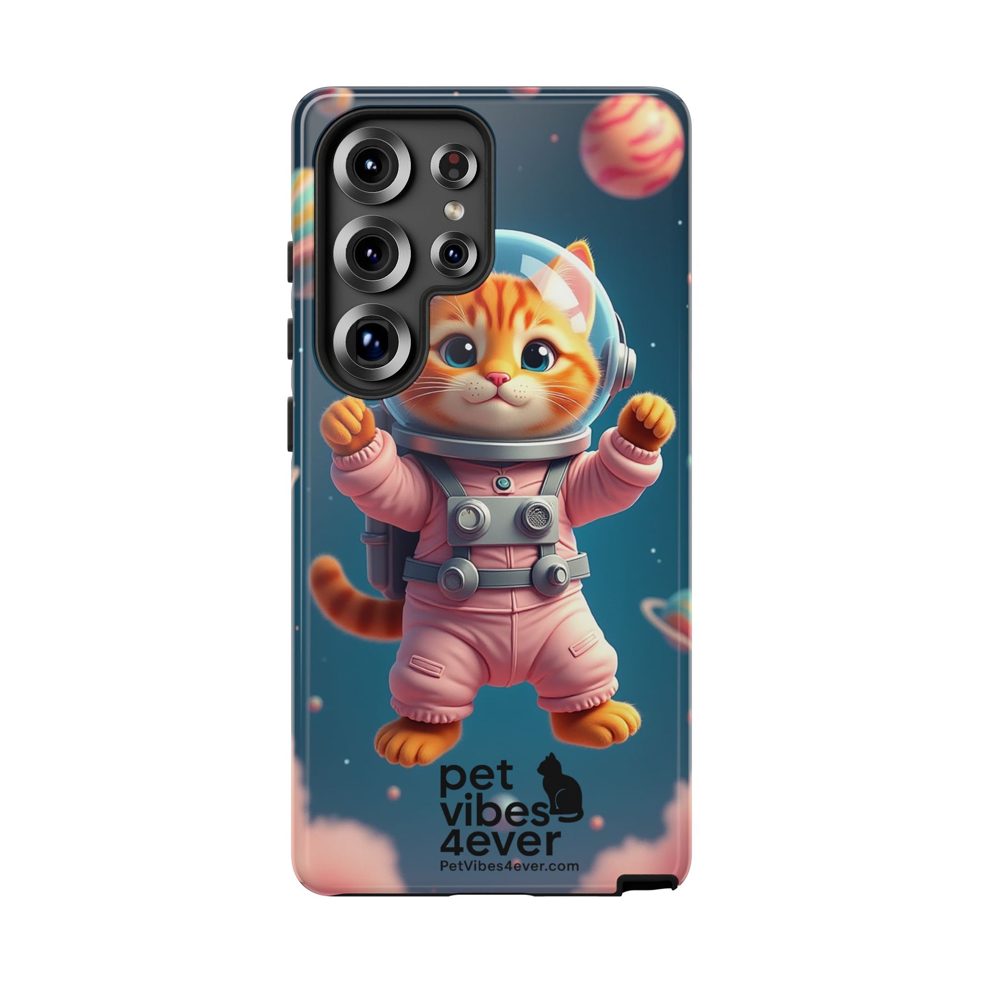Cute Cat Phone Case, Astronaut Cat Case, Pet Lover Gift, Space Theme Accessories, Galaxy Cat Phone Cover