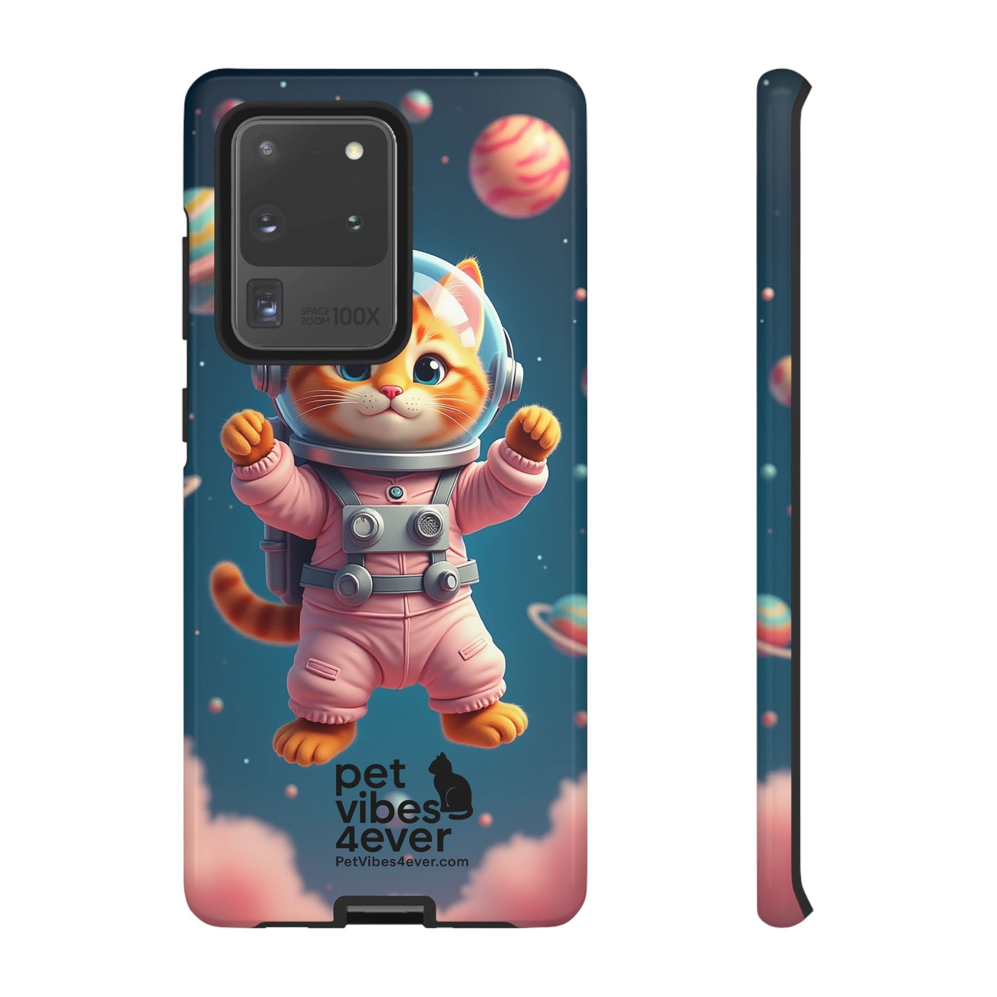 Cute Cat Phone Case, Astronaut Cat Case, Pet Lover Gift, Space Theme Accessories, Galaxy Cat Phone Cover
